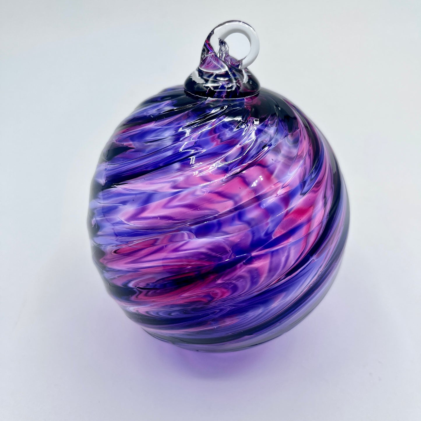 Purple Mix Spiral Twist Blown Glass Ornament