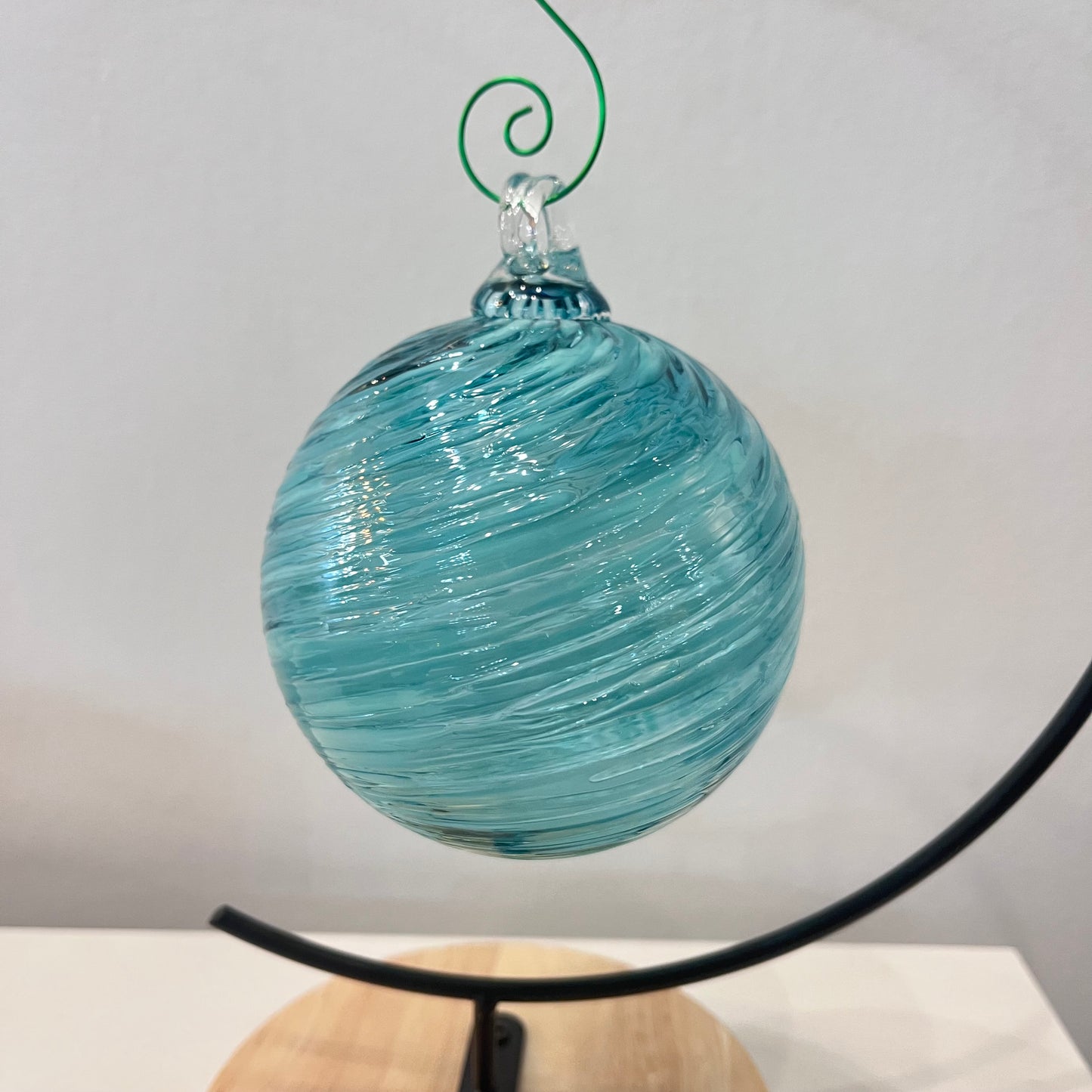 Aqua/Celedon Optical Glass Ornament