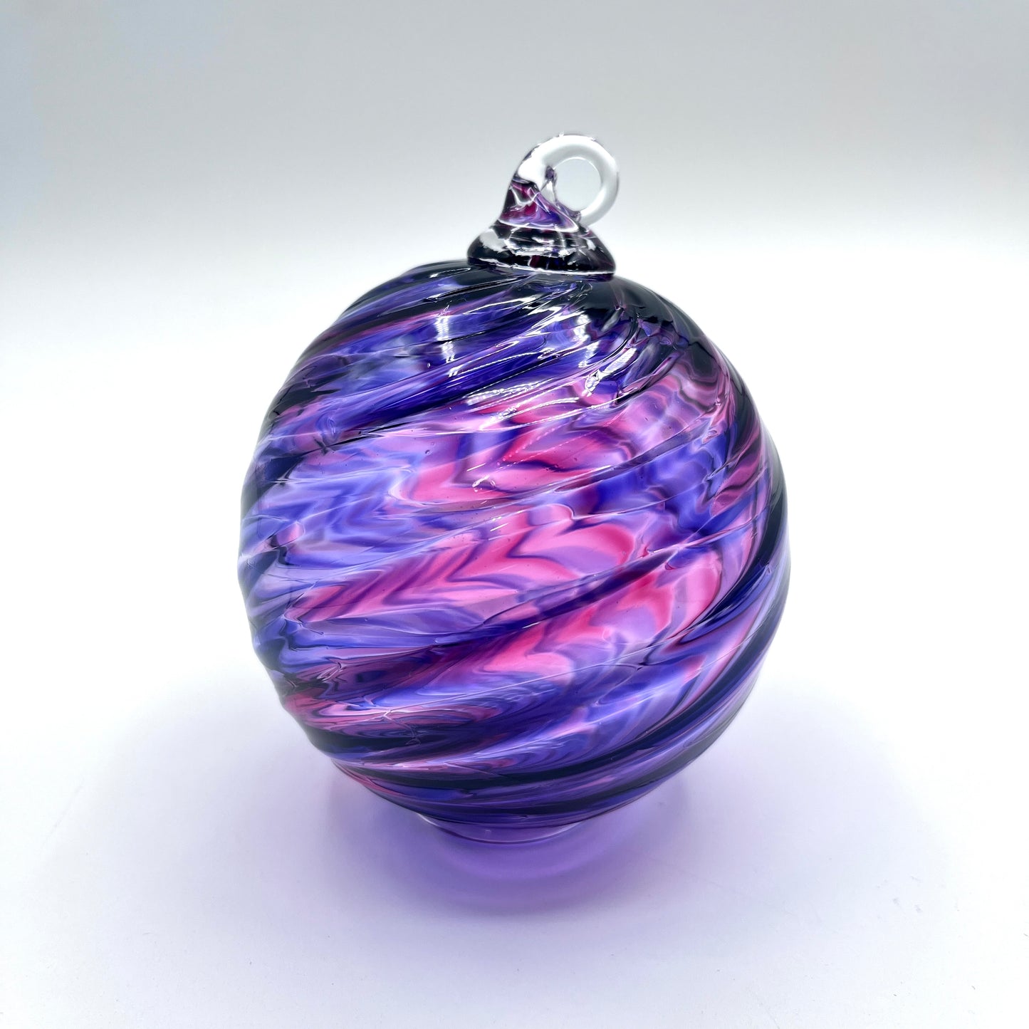Purple Mix Spiral Twist Blown Glass Ornament