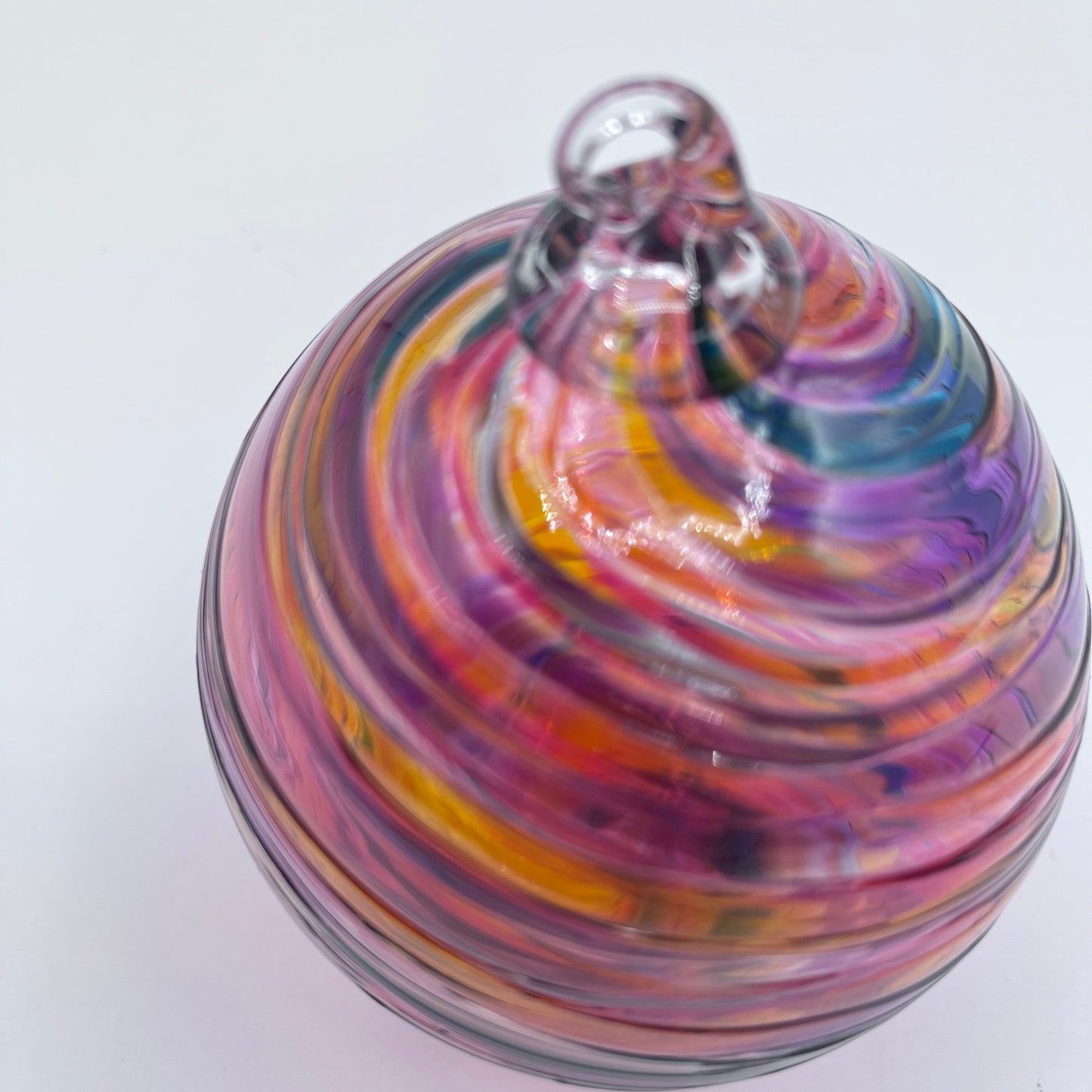 Sunset Spiral Twist Blown Glass Ornament