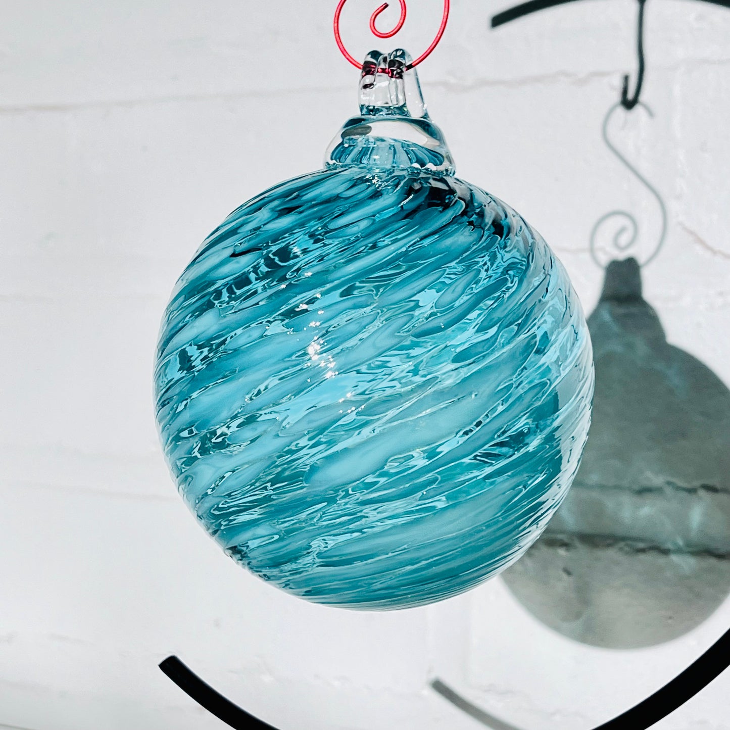 Aqua/Celedon Optical Glass Ornament