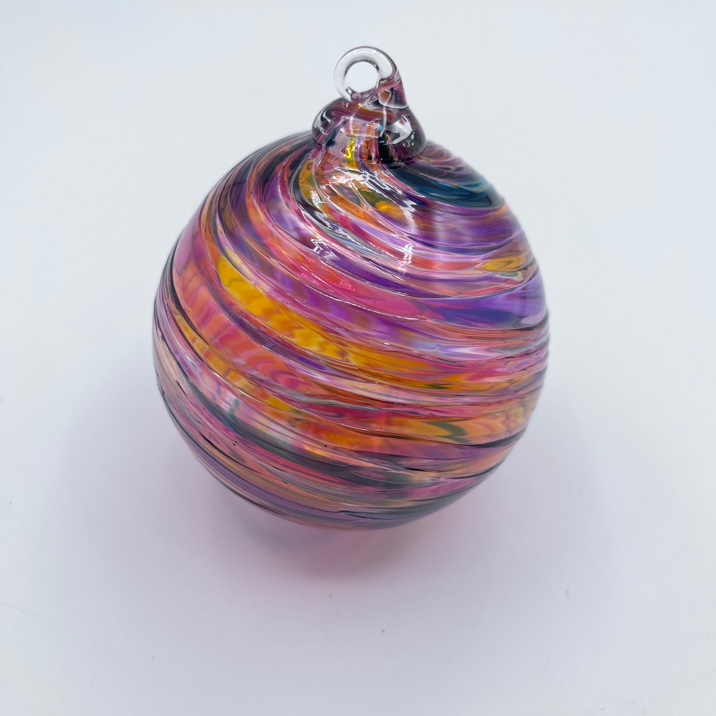 Sunset Spiral Twist Blown Glass Ornament