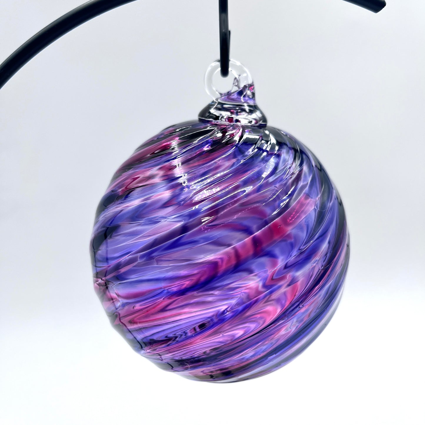 Purple Mix Spiral Twist Blown Glass Ornament