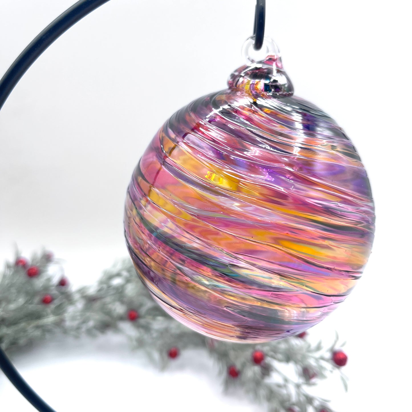 Sunset Spiral Twist Blown Glass Ornament