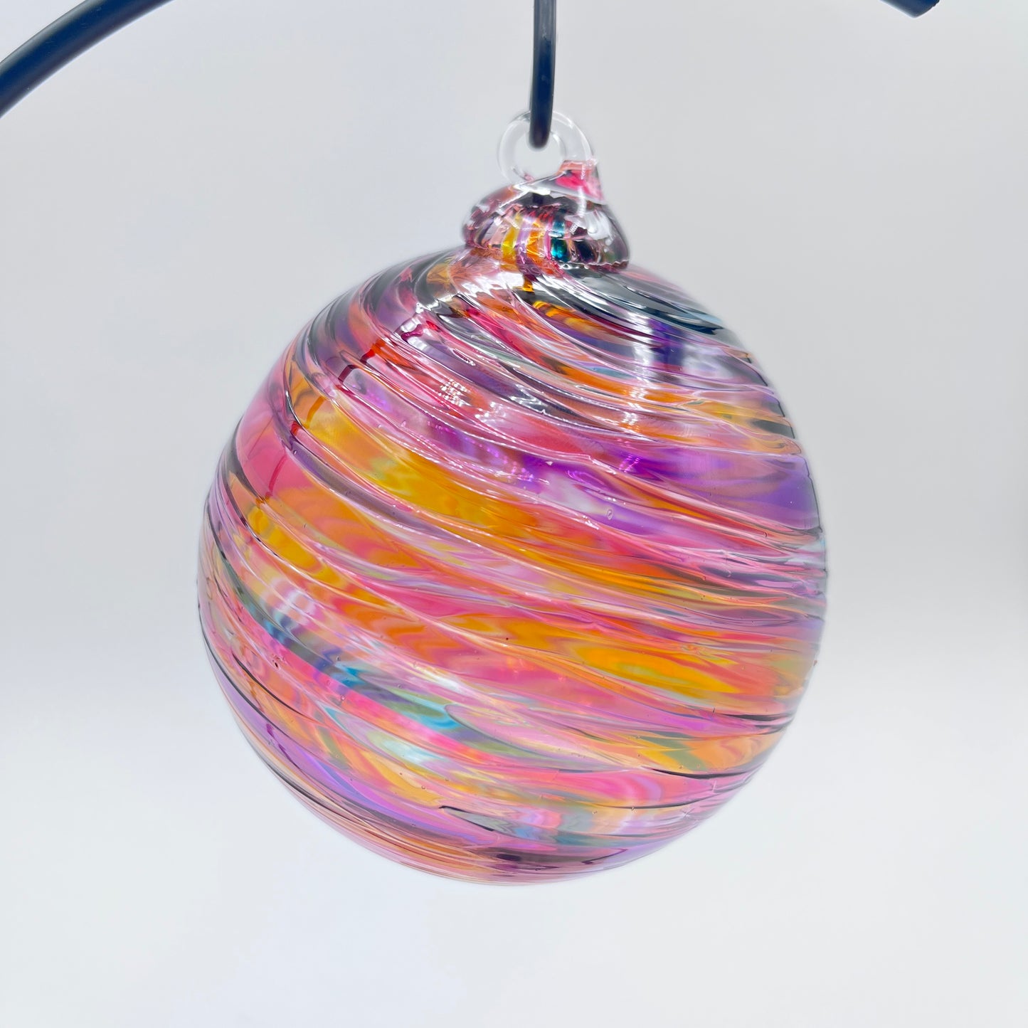 Sunset Spiral Twist Blown Glass Ornament
