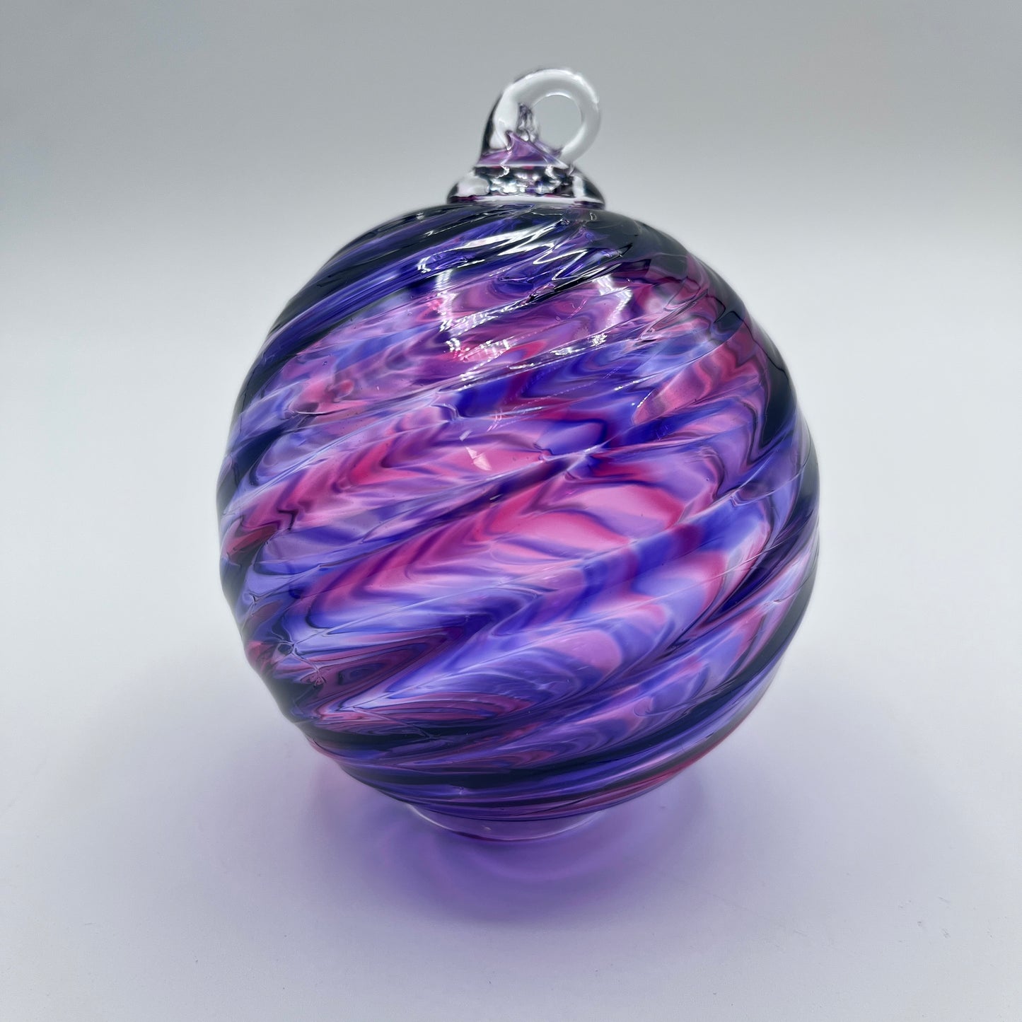 Purple Mix Spiral Twist Blown Glass Ornament