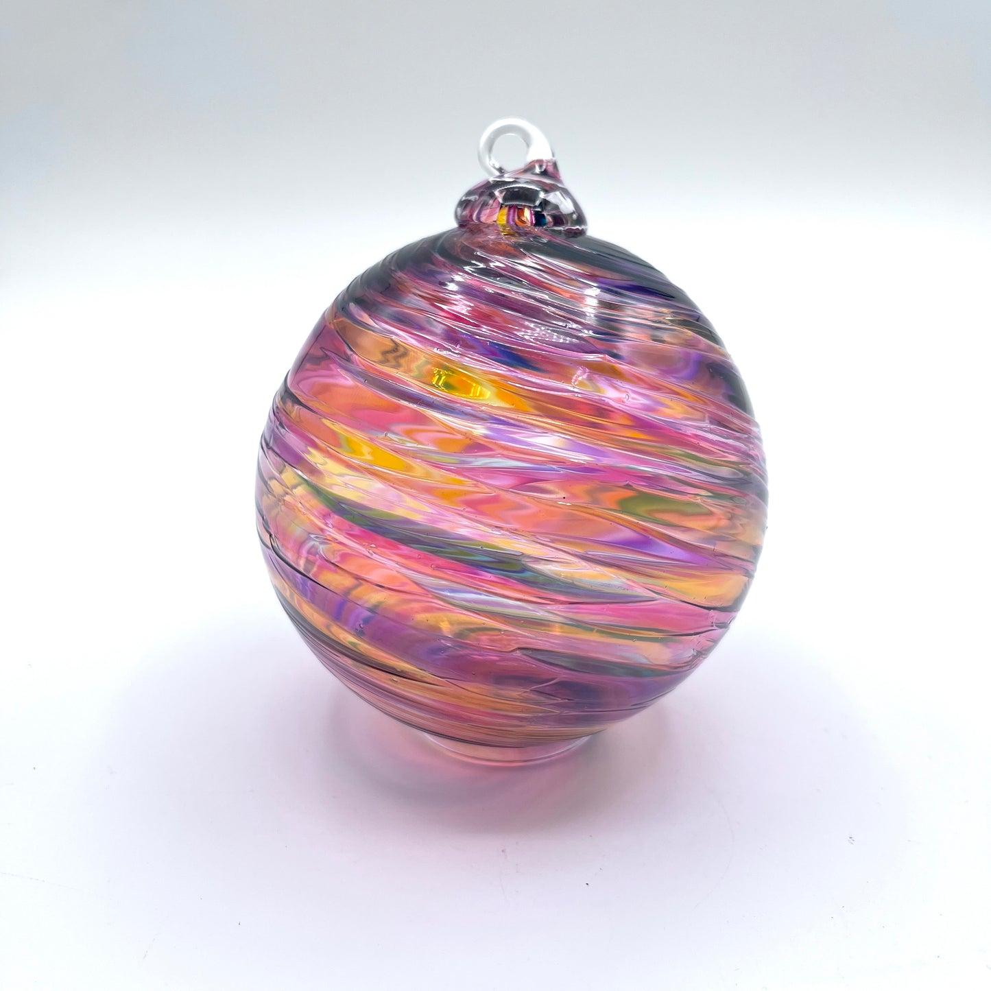 Sunset Spiral Twist Blown Glass Ornament