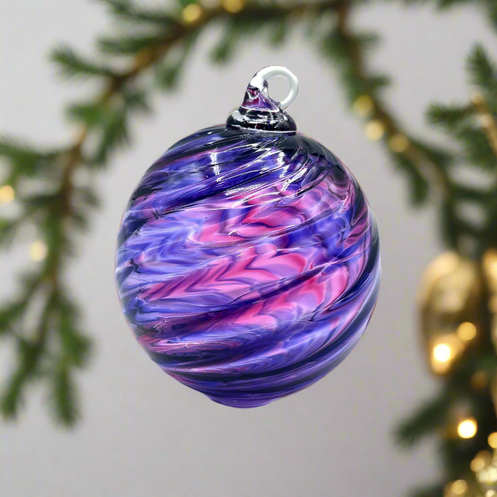 Fabulous Fuschia Optic Twist Ornament – Hand Blown Glass Home Decor