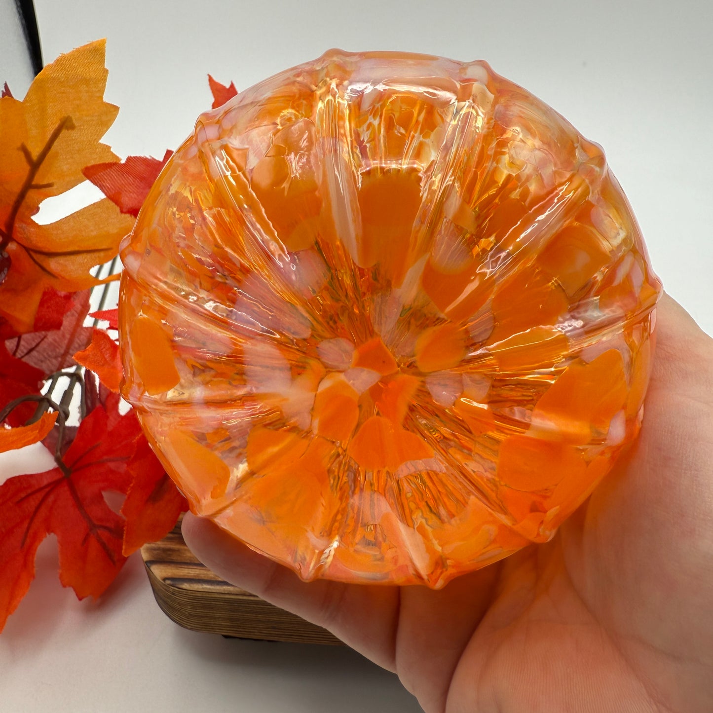 Fall Special Glass Pumpkin Orange Creamsicle Home Decor