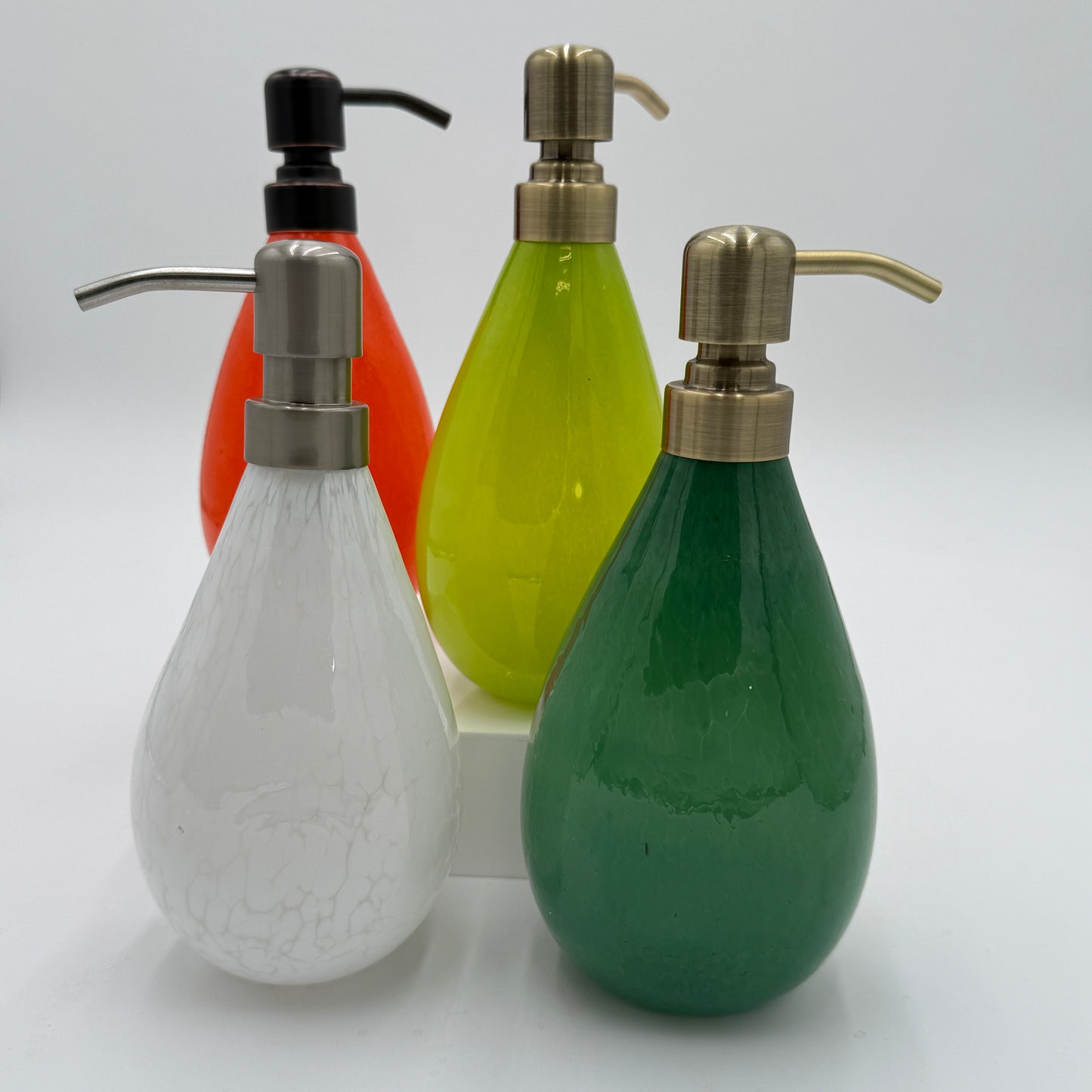 Primary Bold Series Handblown Glass Soap Dispensers