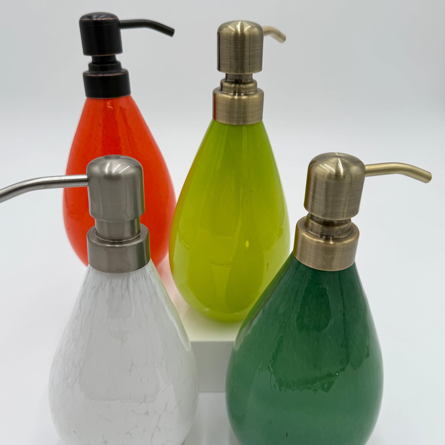 Primary Bold Series Handblown Glass Soap Dispensers