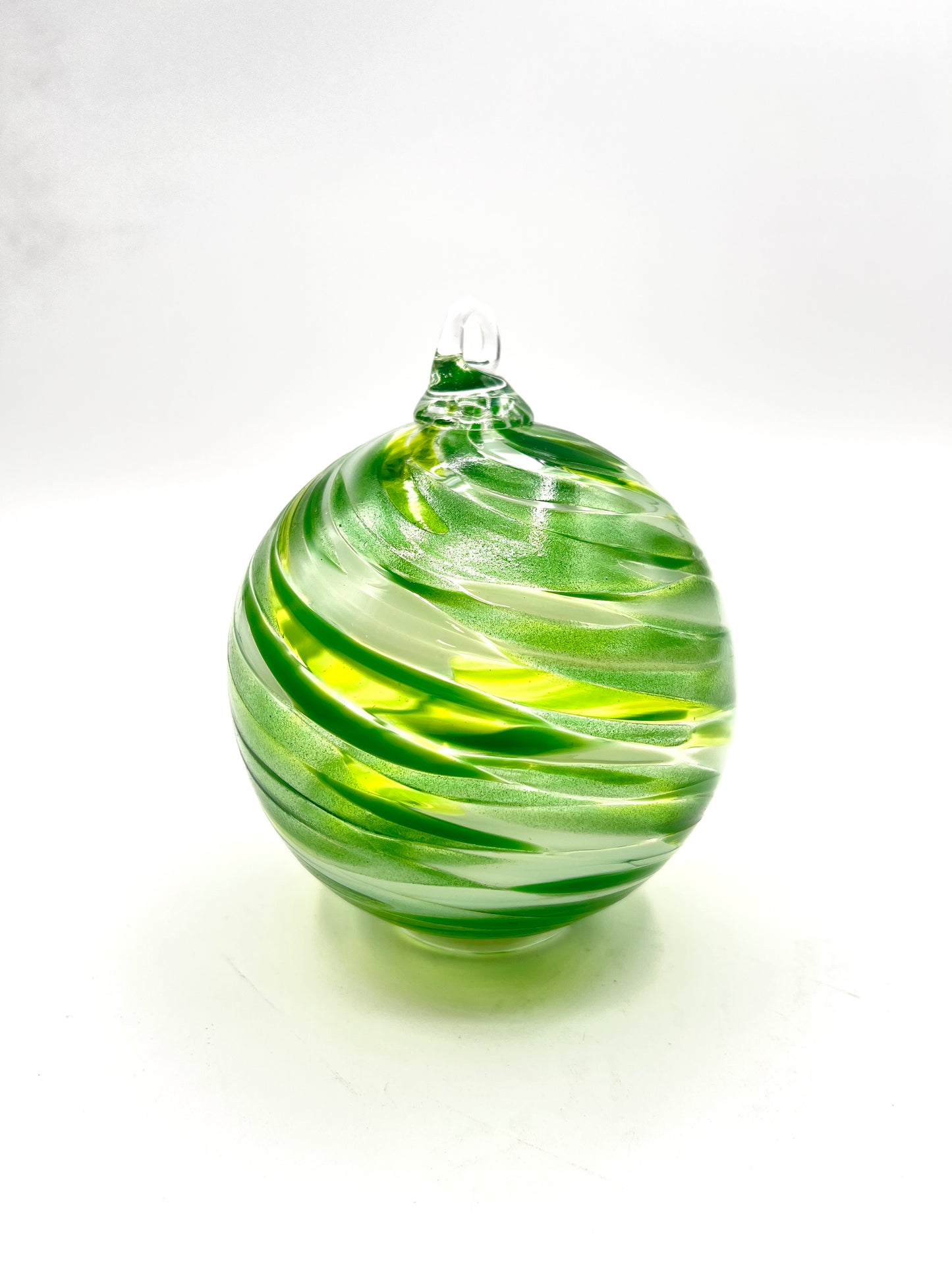 Exotic Emerald Glass Ornament Hand-Blown Artisan Decor