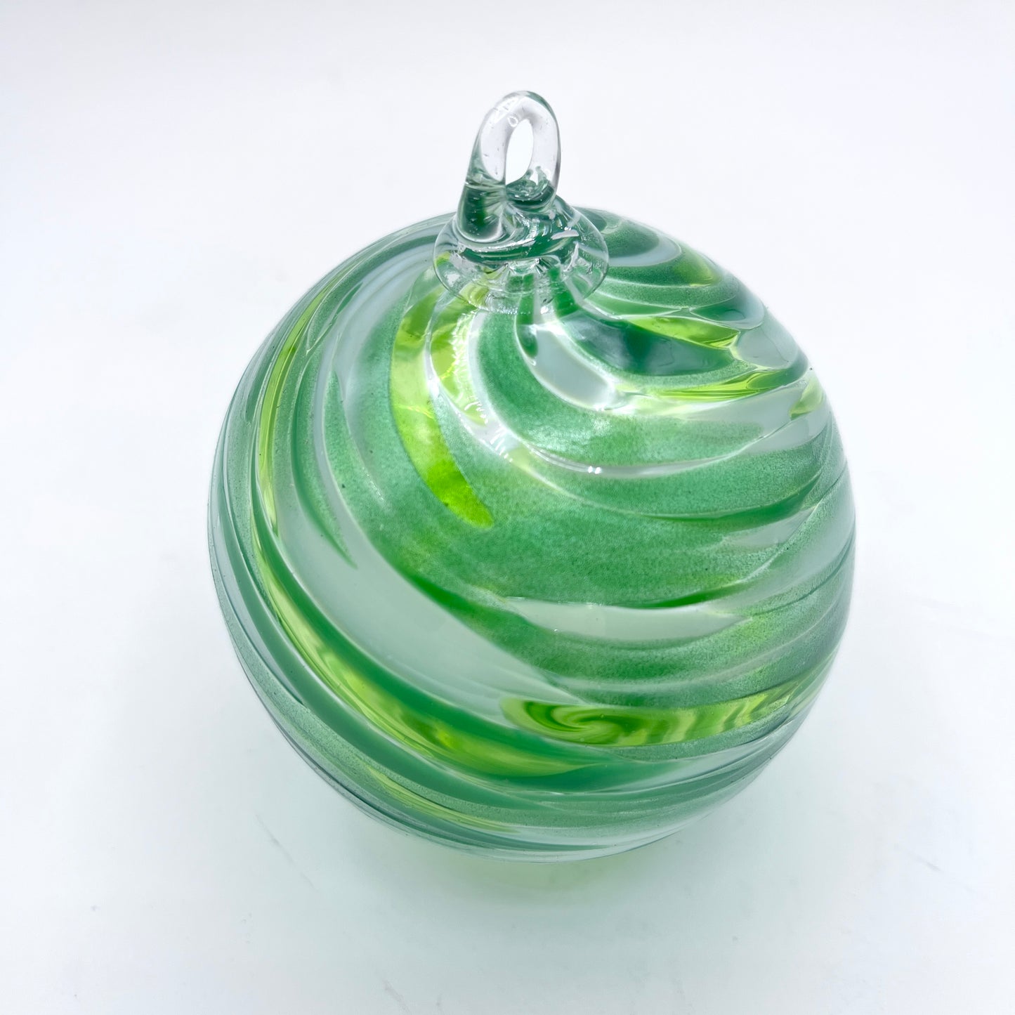 Exotic Emerald Glass Ornament Hand-Blown Artisan Decor