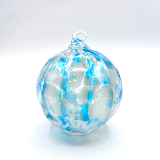 Aqua Ice Glass Ornament Hand-Blown Glass