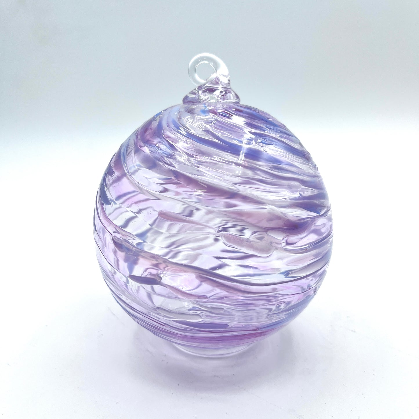 Lavender Lush Swirl Glass Ornament Hand-Blown Artisan Decor