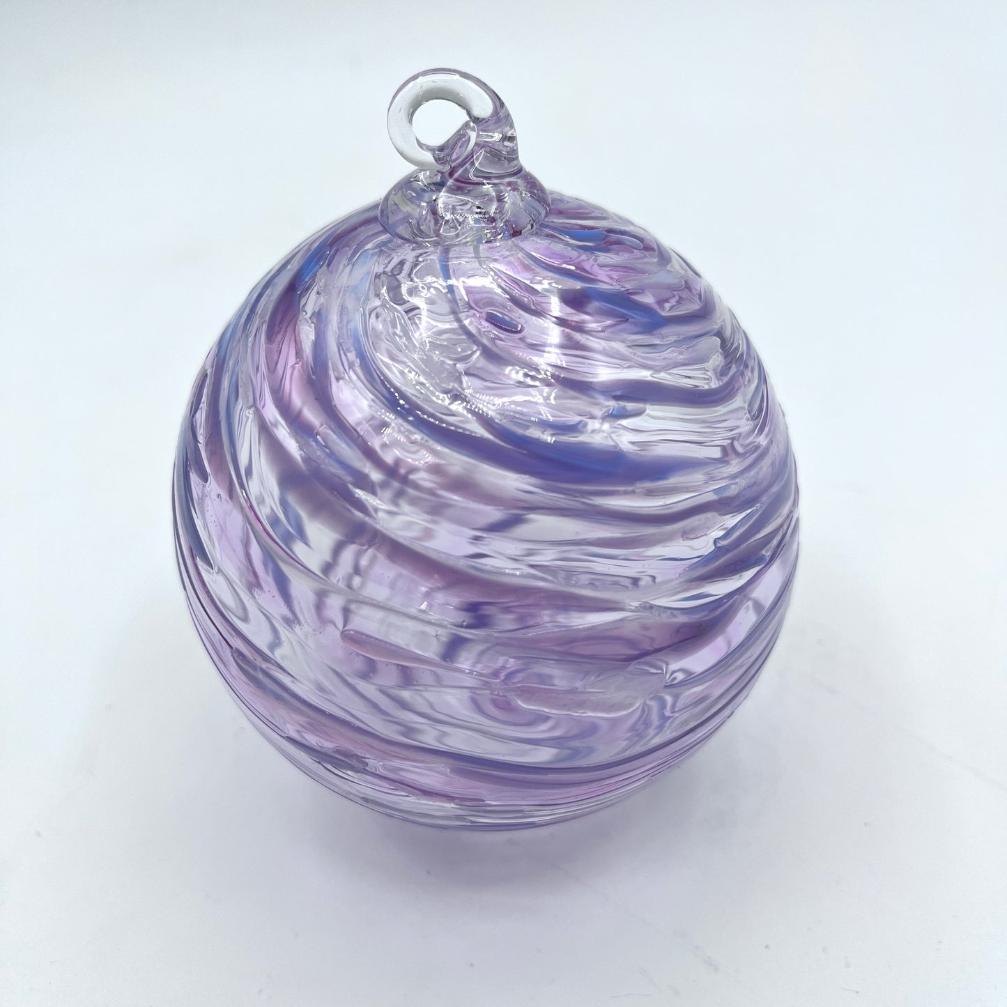 Lavender Lush Swirl Glass Ornament Hand-Blown Artisan Decor