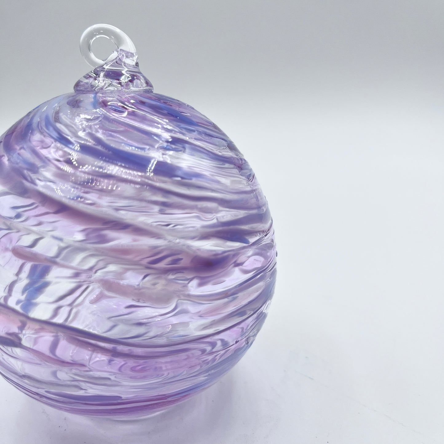 Lavender Lush Swirl Glass Ornament Hand-Blown Artisan Decor