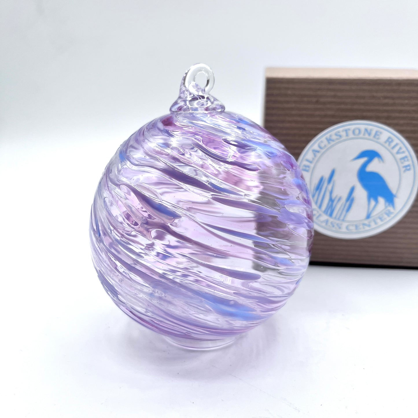 Lavender Lush Swirl Glass Ornament Hand-Blown Artisan Decor