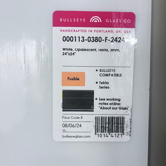 White Tekta Fusing Glass Squares Supplies COE 90