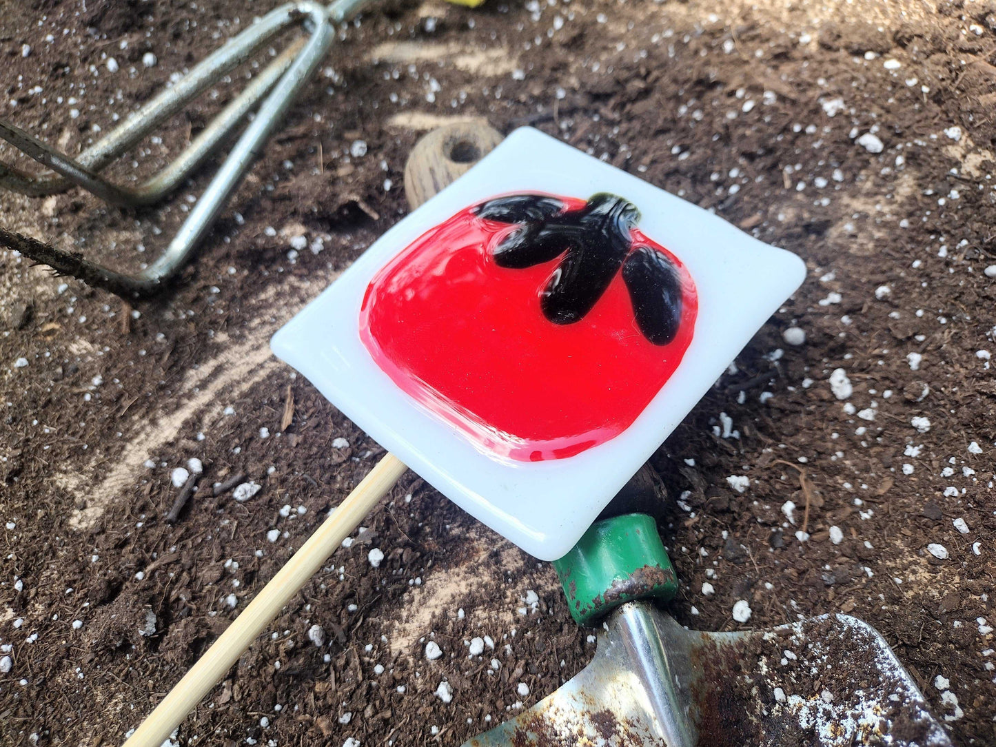 fused glass garden stakes