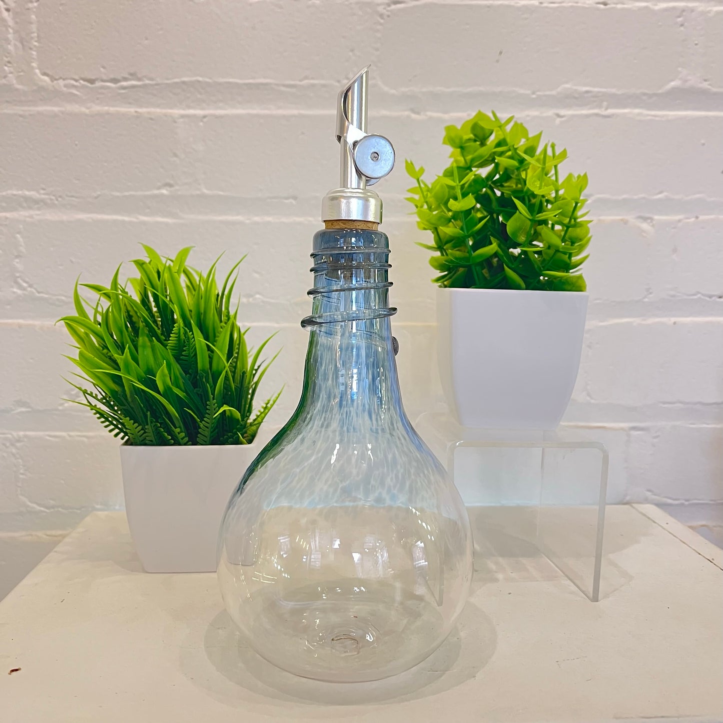 Blue Spiral Oil & Vinegar Drizzler Bottles