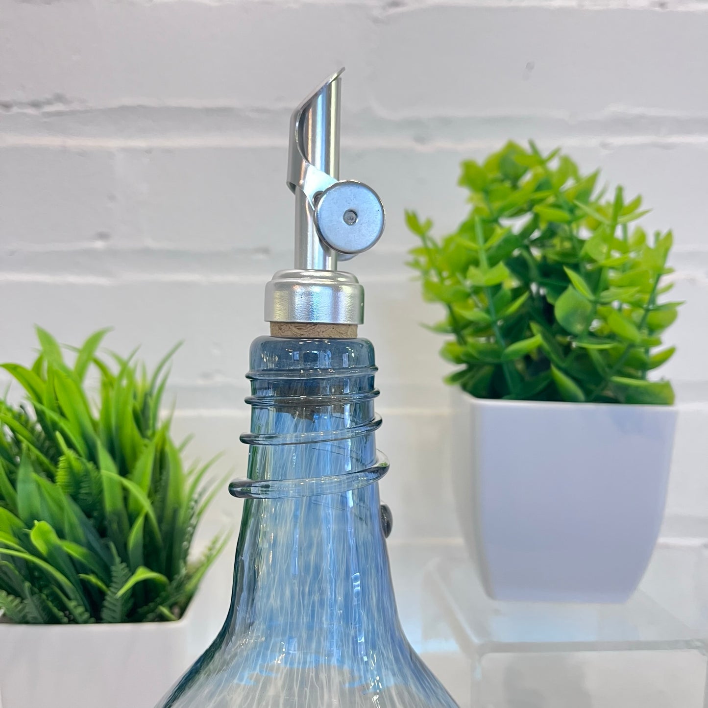 Blue Spiral Oil & Vinegar Drizzler Bottles