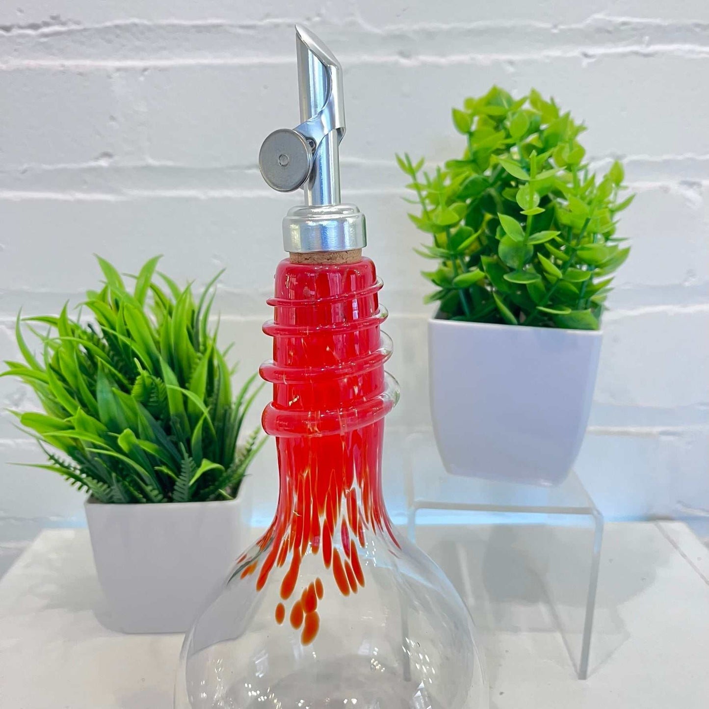 Red Spiral Oil & Vinegar Drizzler Bottles