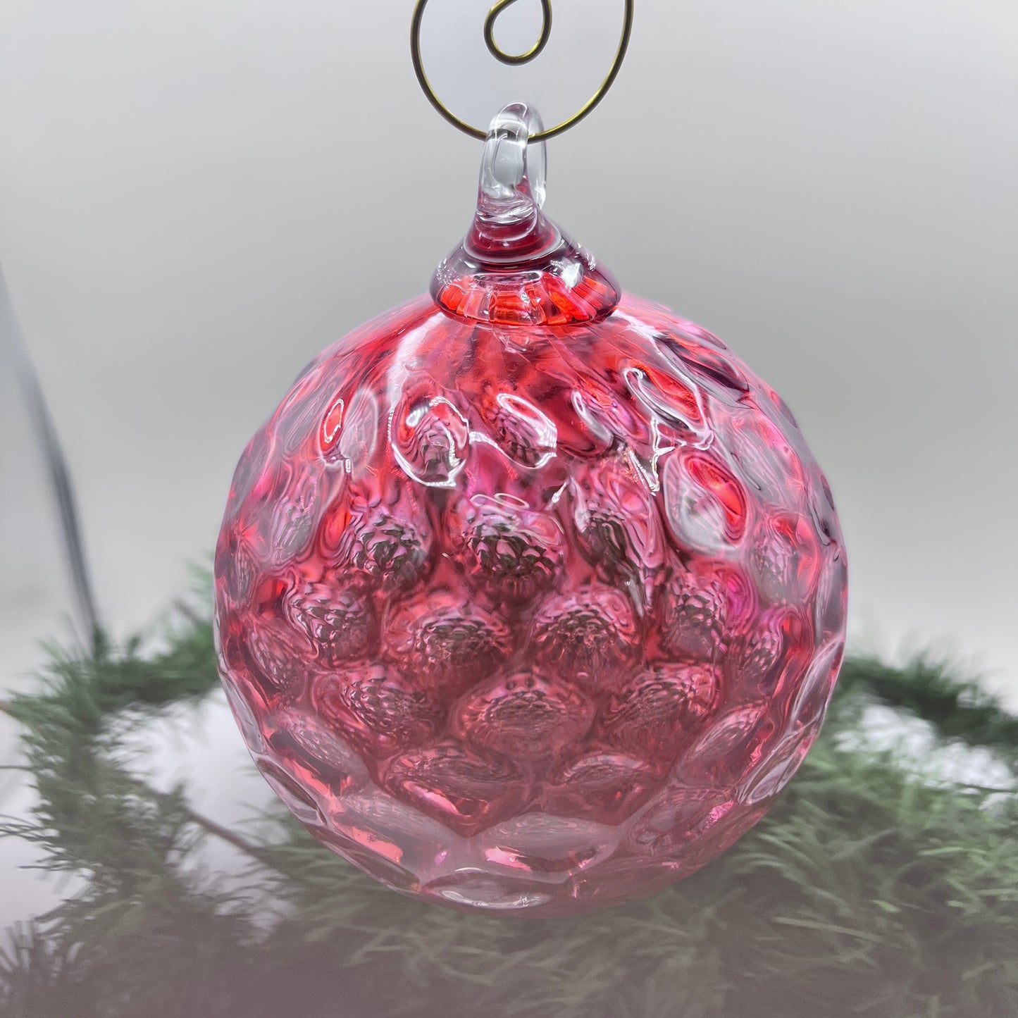 Fuscia Diamond Blown Glass Ornament