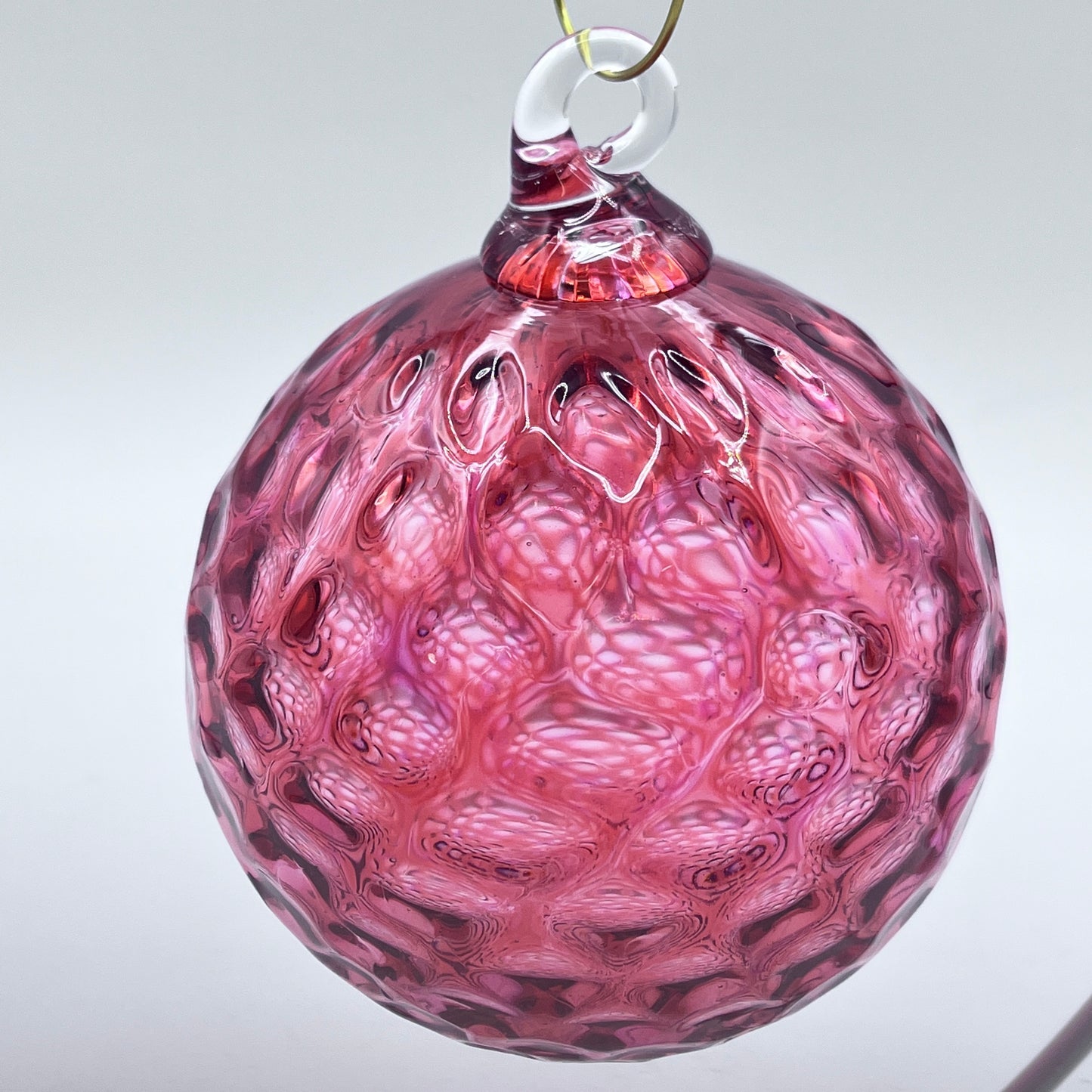 Fuscia Diamond Blown Glass Ornament