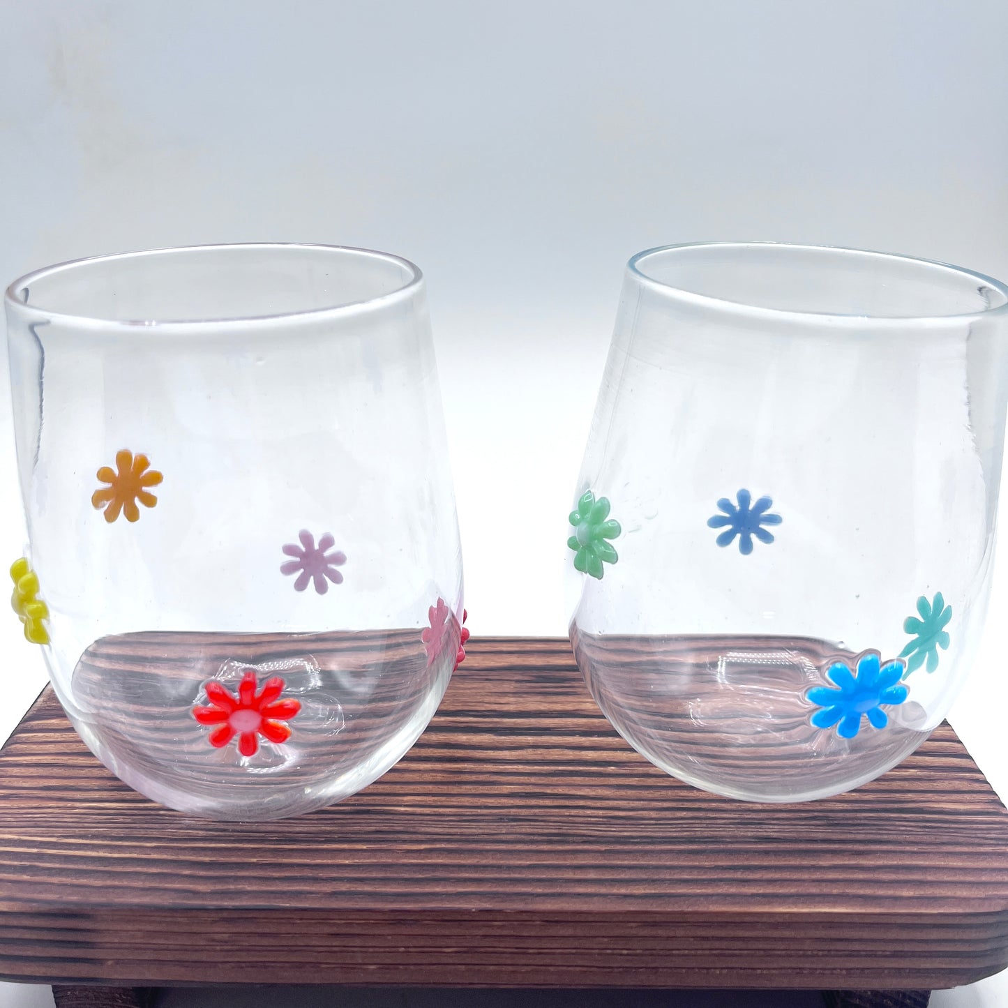 Hand Blown Stemless Wine Glass Set and Pitcher| Made in Rhode Island.