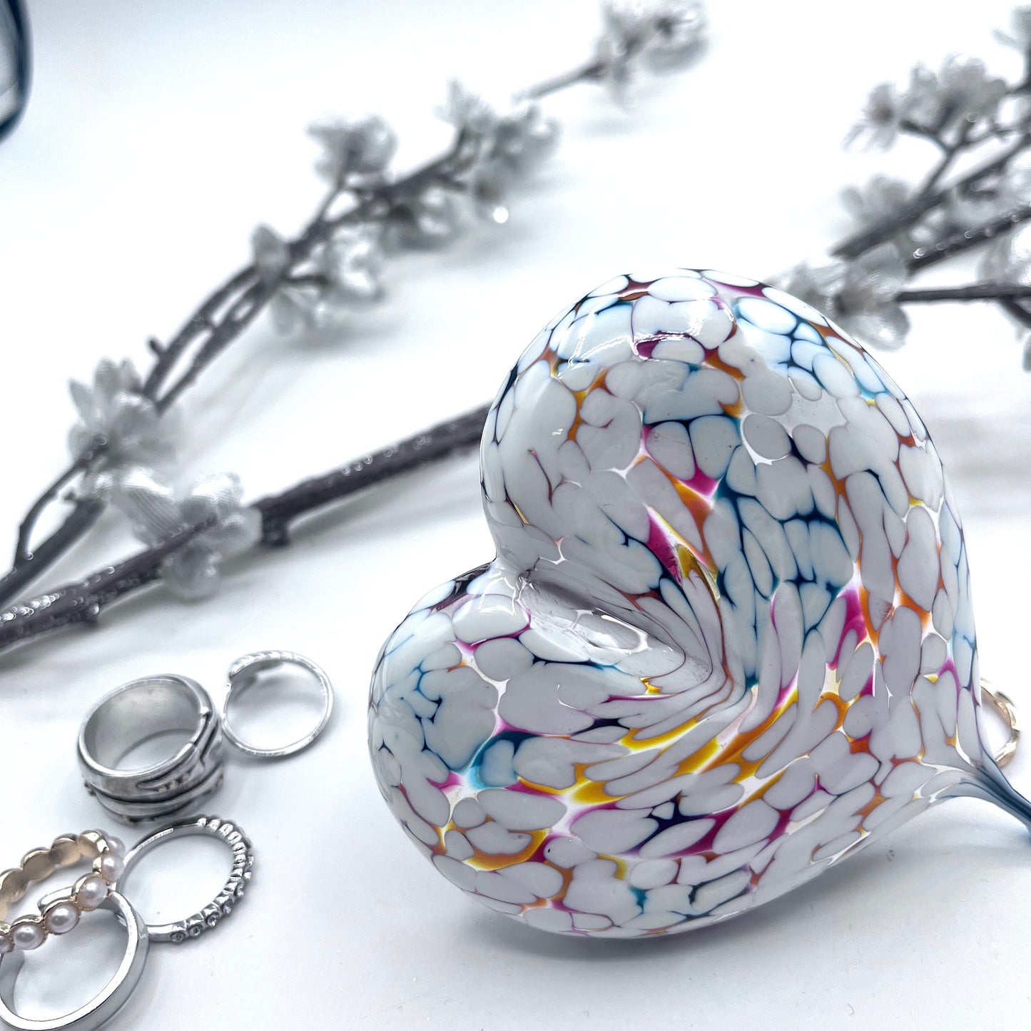 Glass Heart Ring Stand and Jewelry Holder