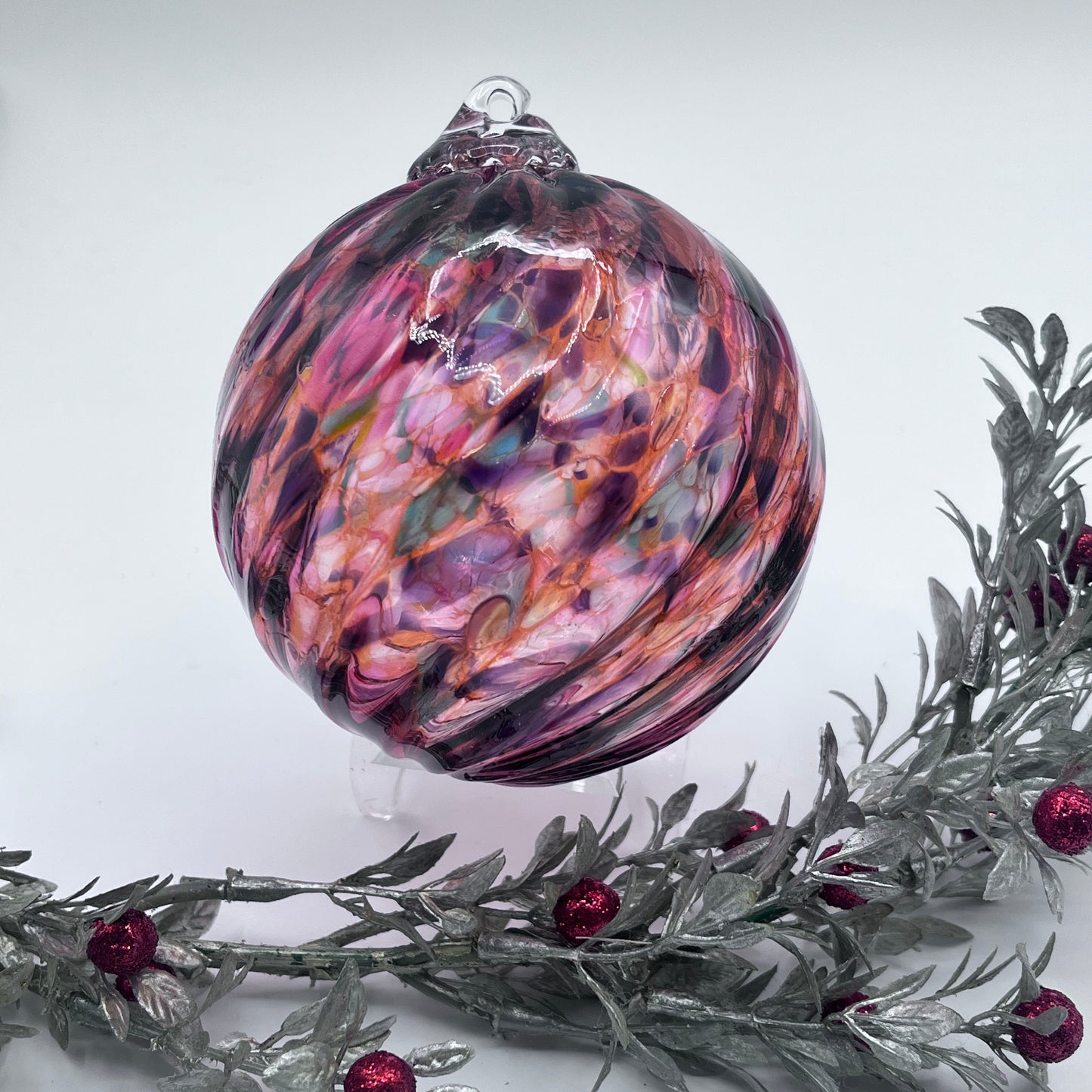 Blown Glass Ornament Sunset Spiral Twist