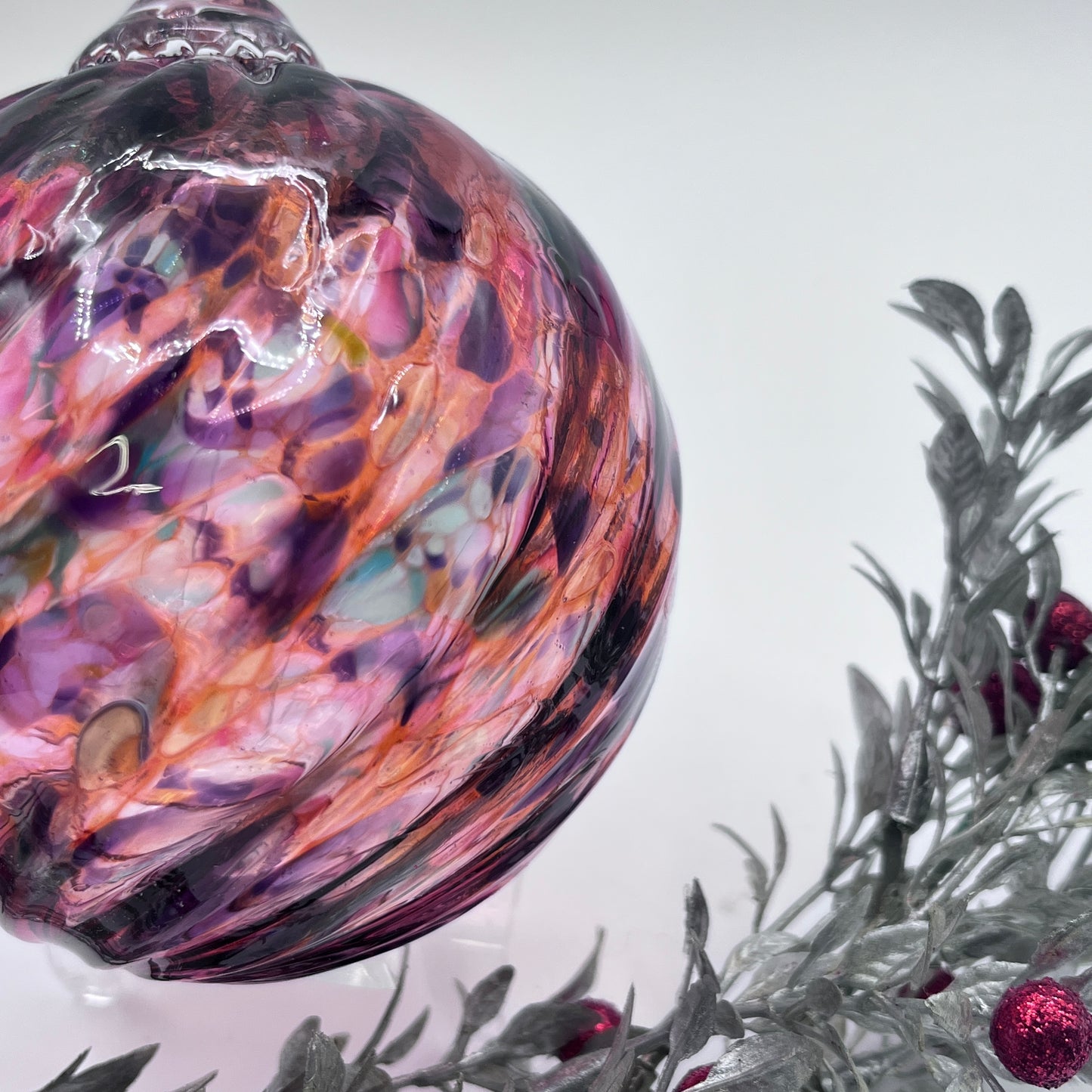 Blown Glass Ornament Sunset Spiral Twist