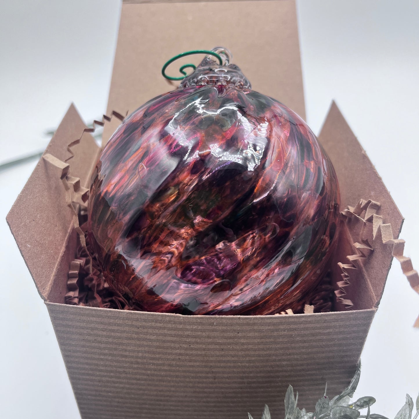 Sunset Spiral Twist Blown Glass Ornament