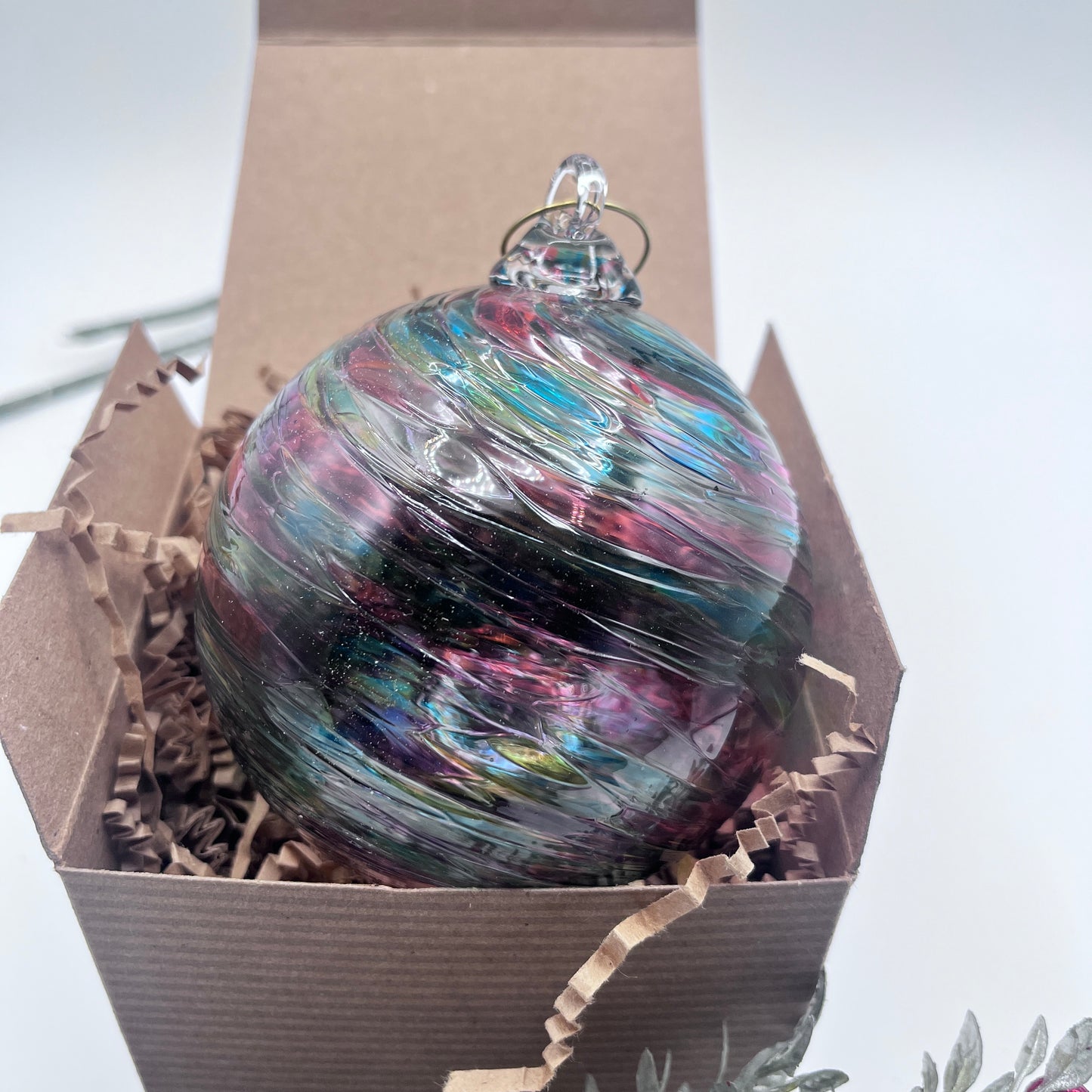 Blue Mix Twist Glass Ornament