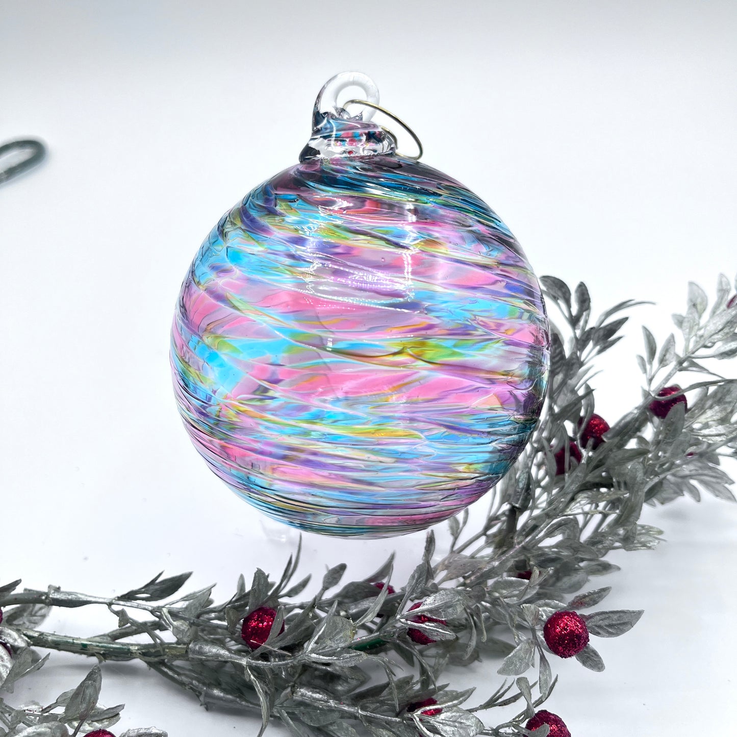 Blue Mix Twist Glass Ornament