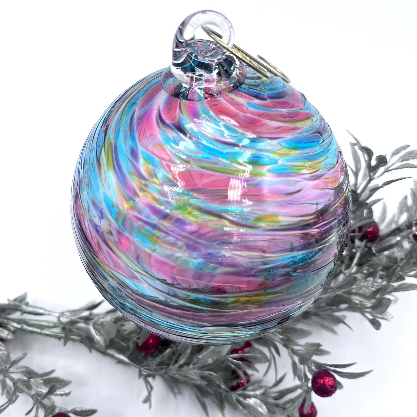 Blue Mix Twist Glass Ornament