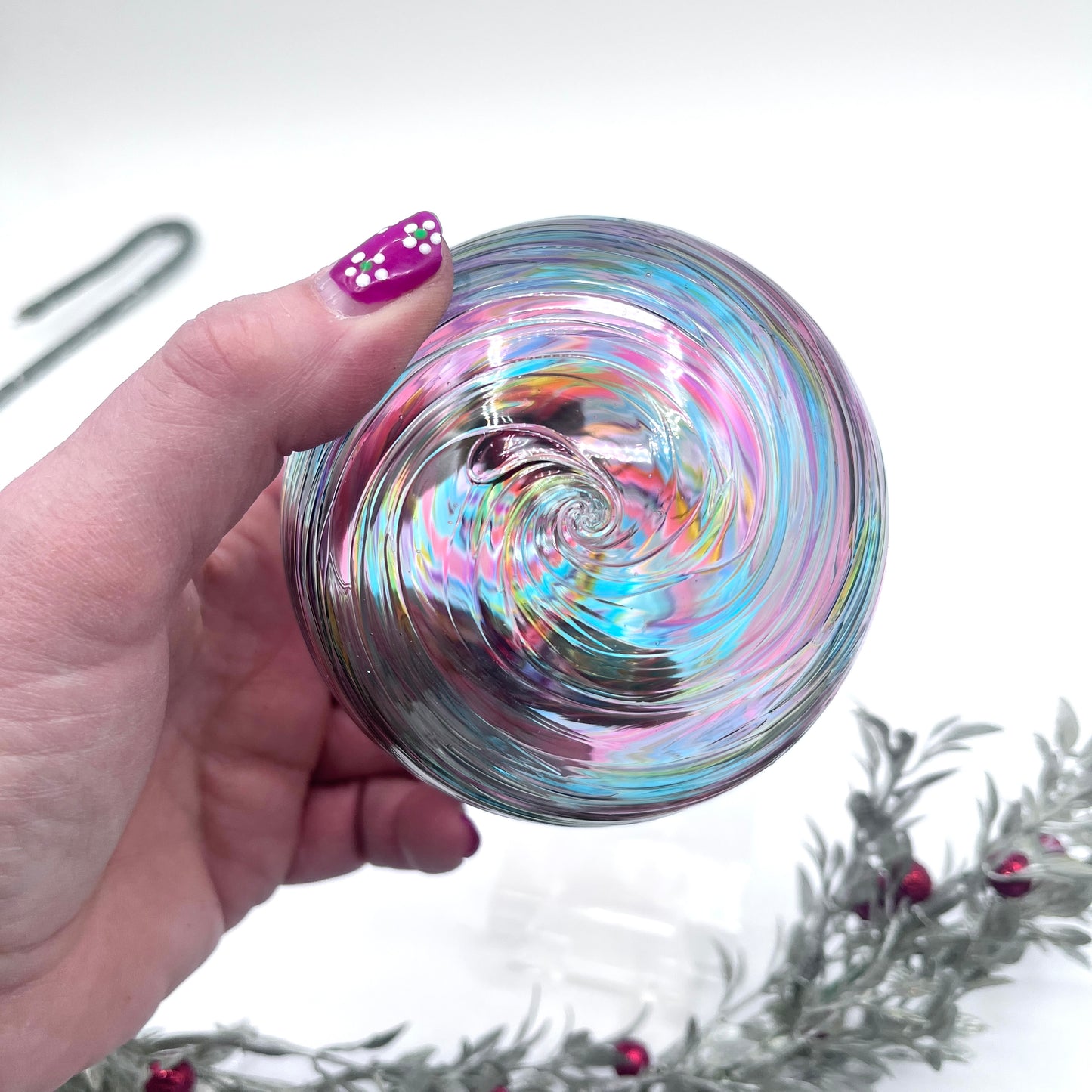 Blue Mix Twist Glass Ornament
