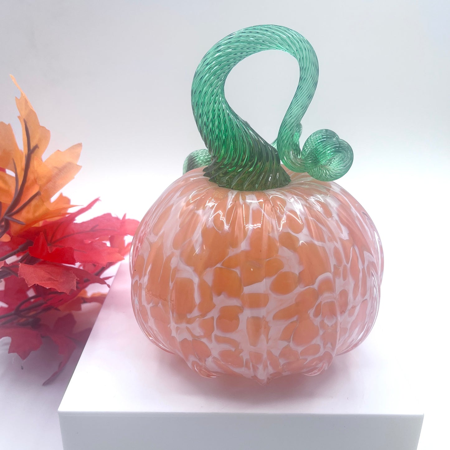 Glass Pumpkin Orange Creamsicle