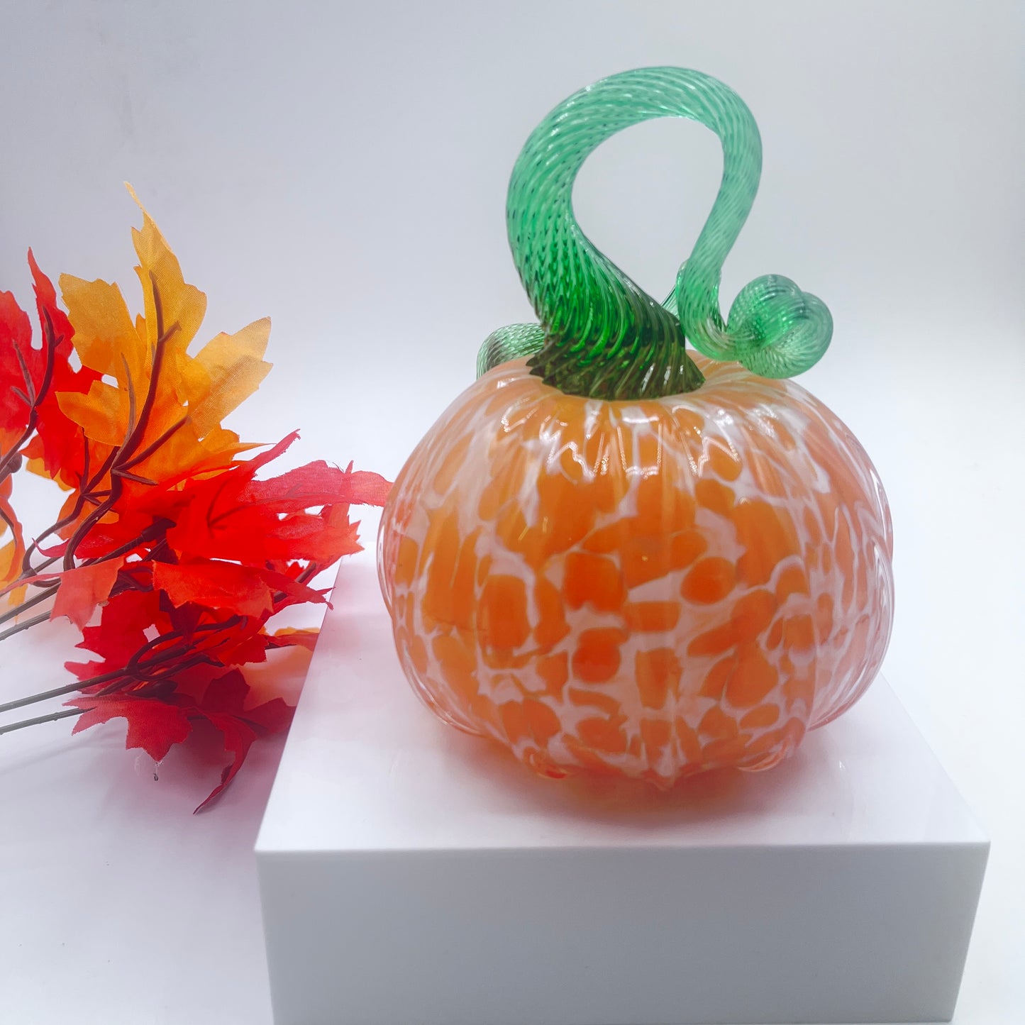 Glass Pumpkin Orange Creamsicle