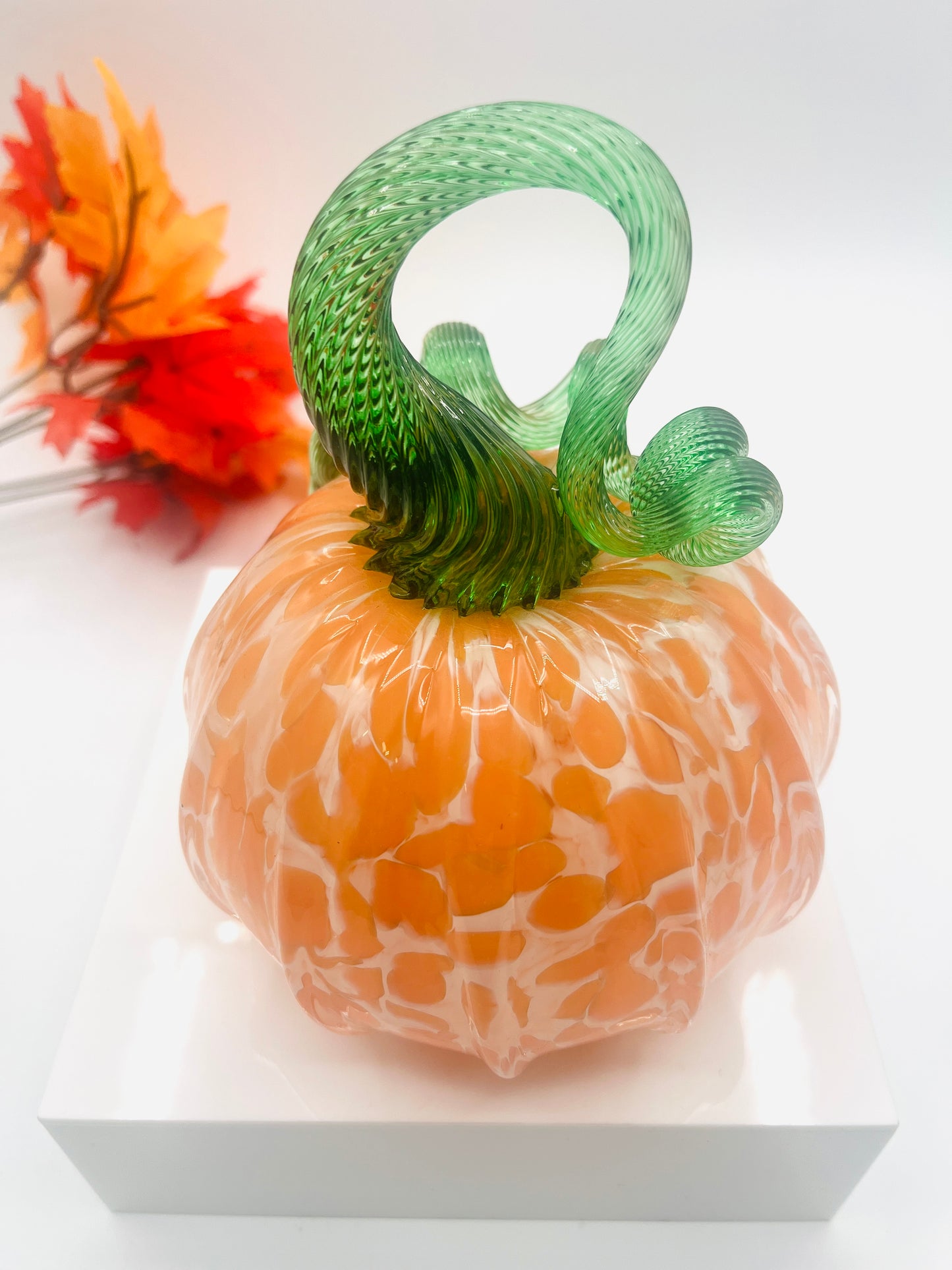 Glass Pumpkin Orange Creamsicle