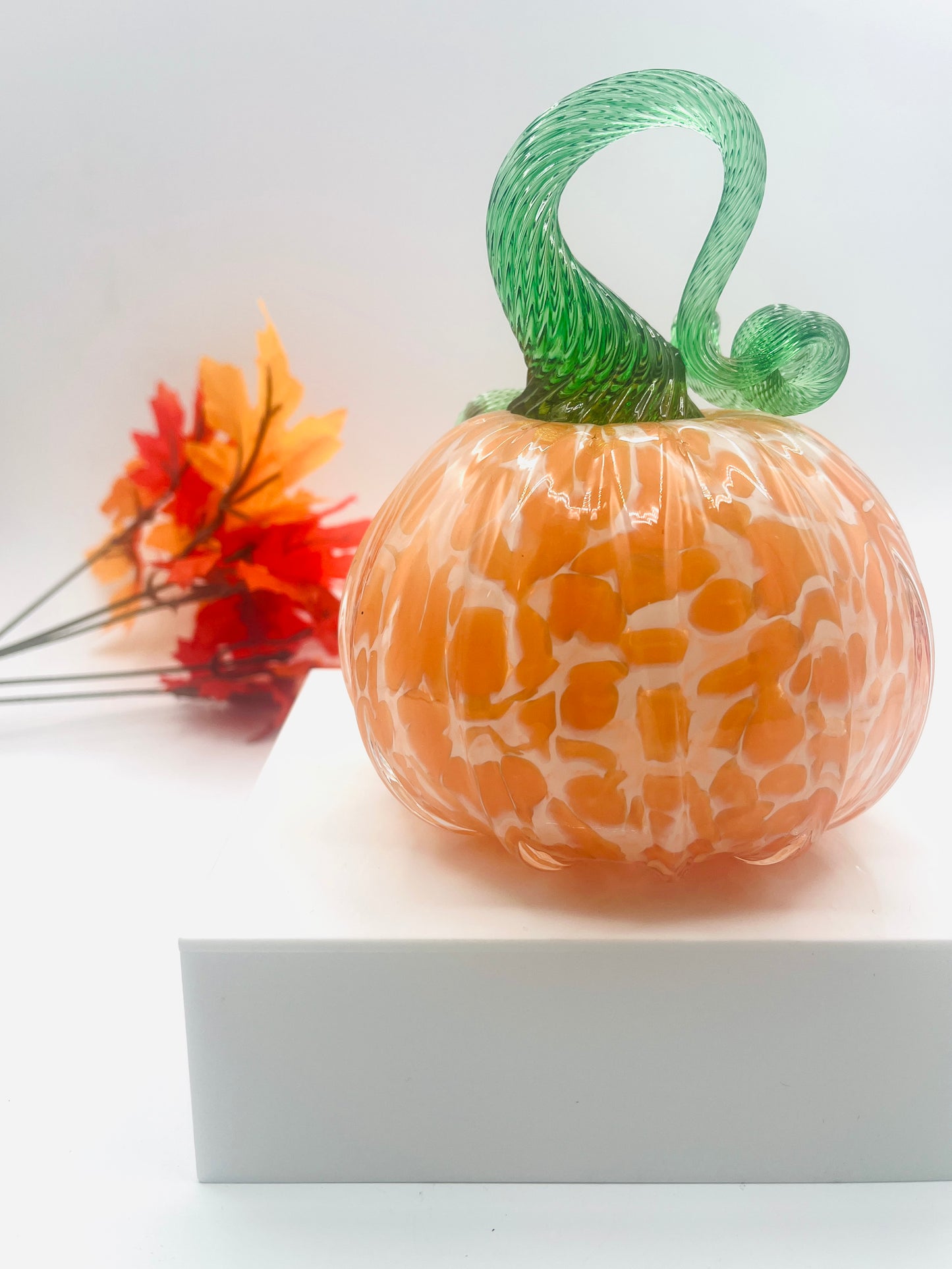 Glass Pumpkin Orange Creamsicle