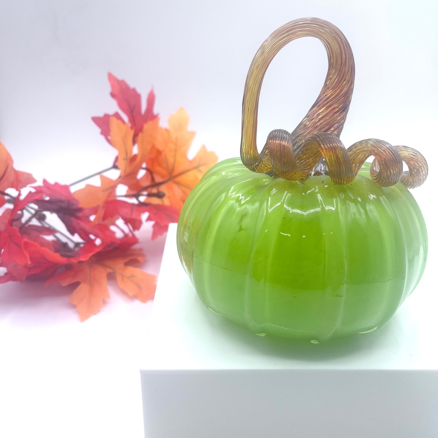 Glass Pumpkin Granny Apple Green