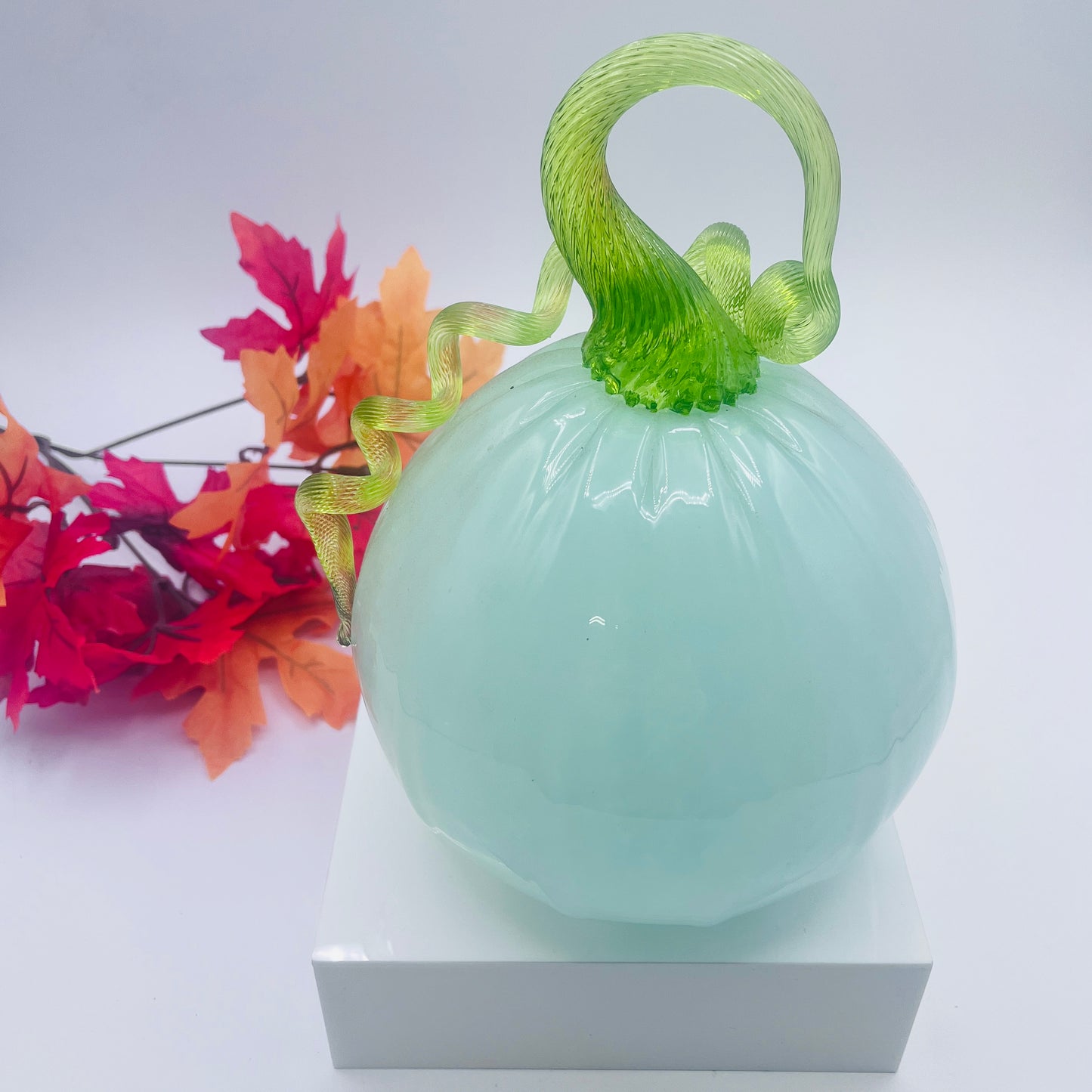 Glass Pumpkin Celedon Large