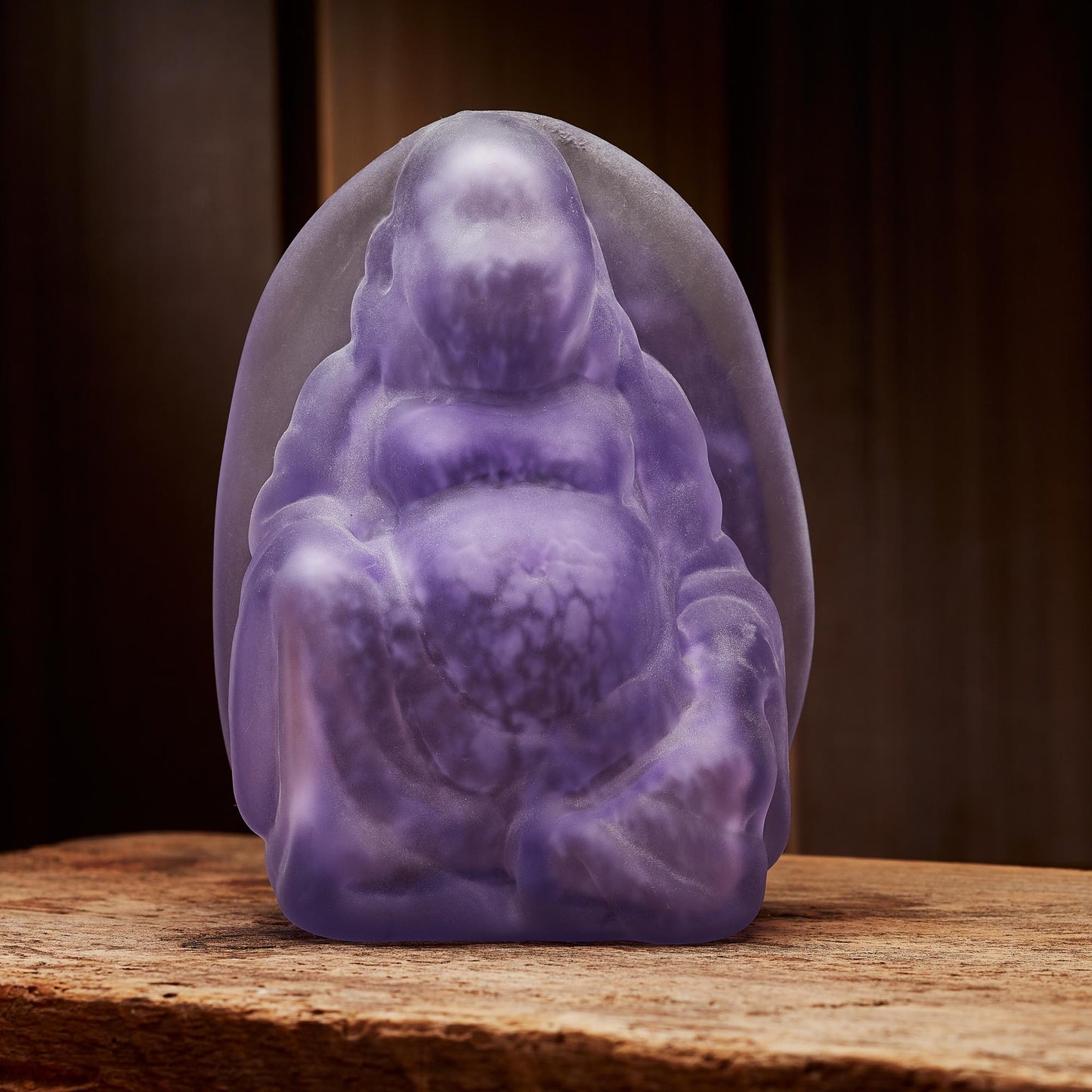 Purple Hand Blown Glass Buddha Light