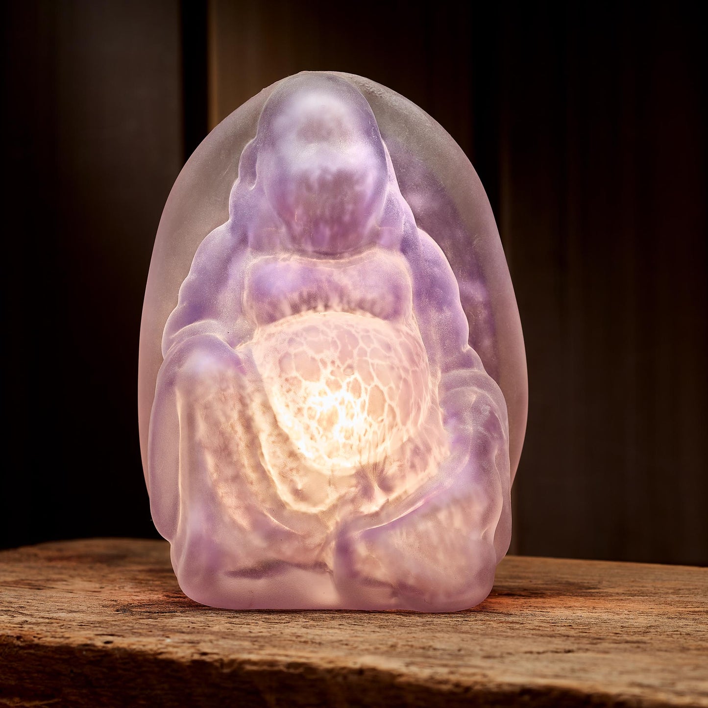 Purple Hand Blown Glass Buddha Light
