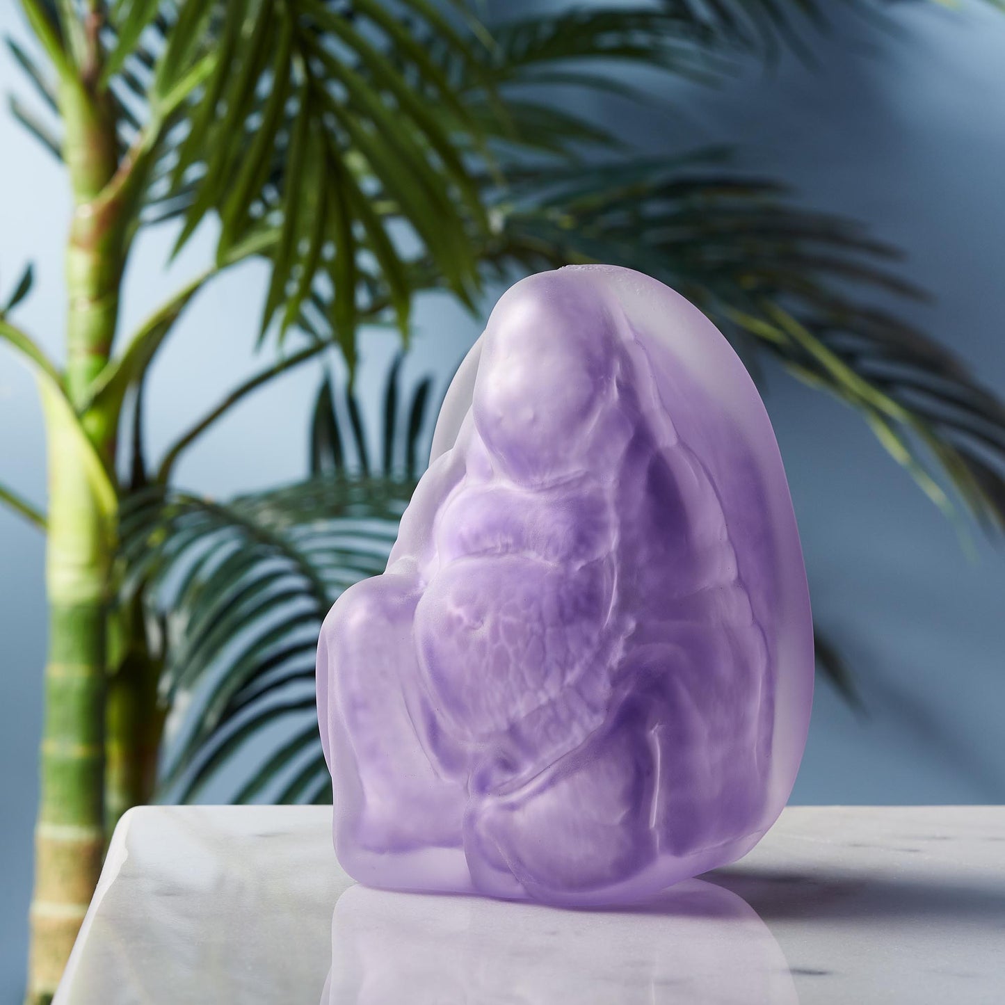 Purple Hand Blown Glass Buddha Light