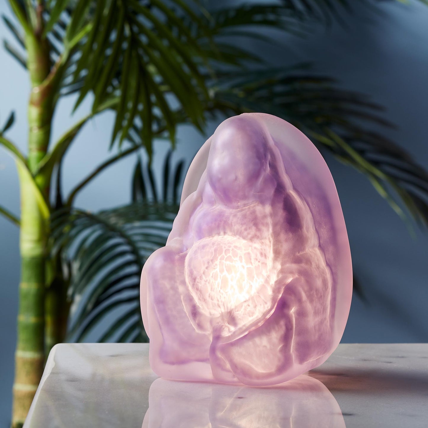 Purple Hand Blown Glass Buddha Light