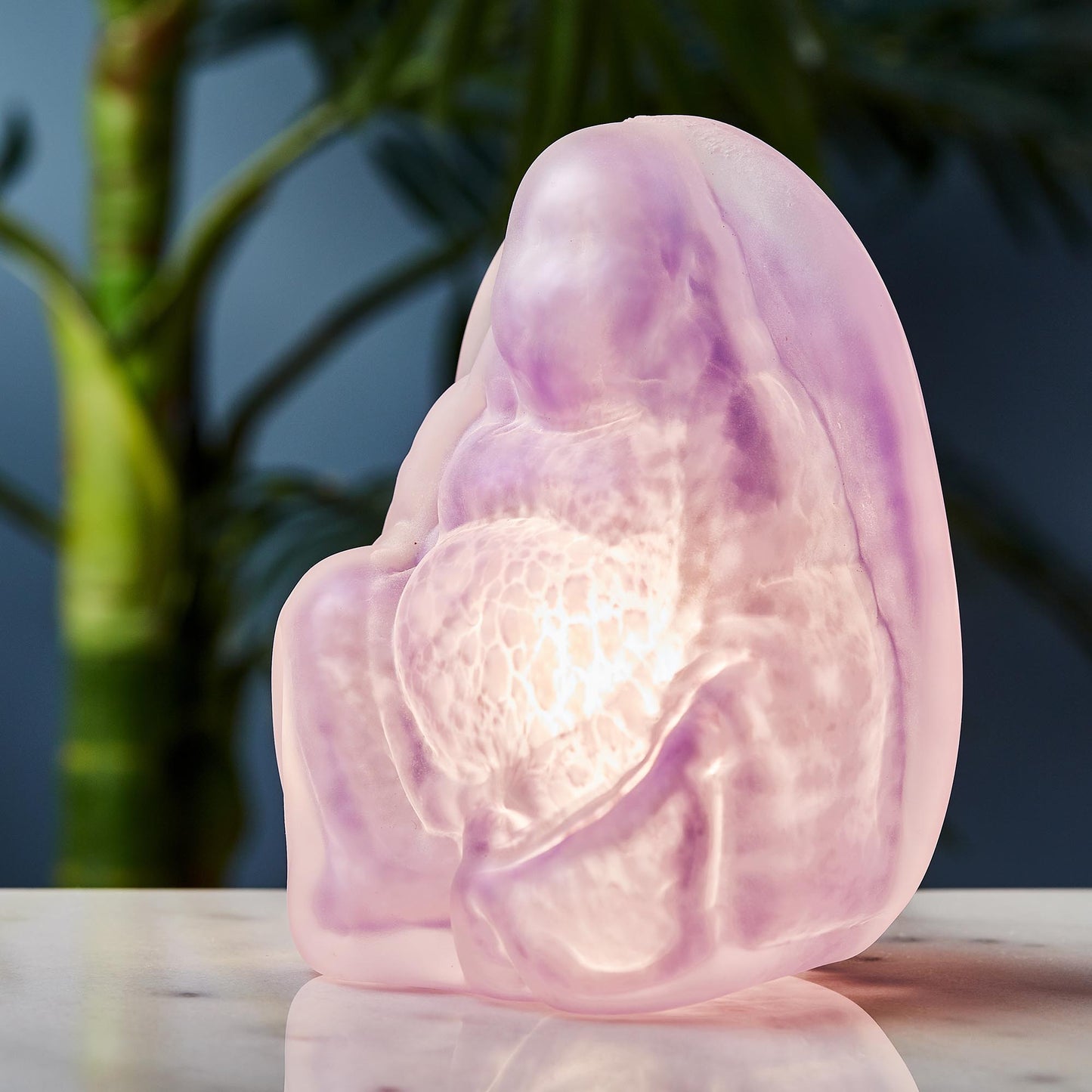 Purple Hand Blown Glass Buddha Light