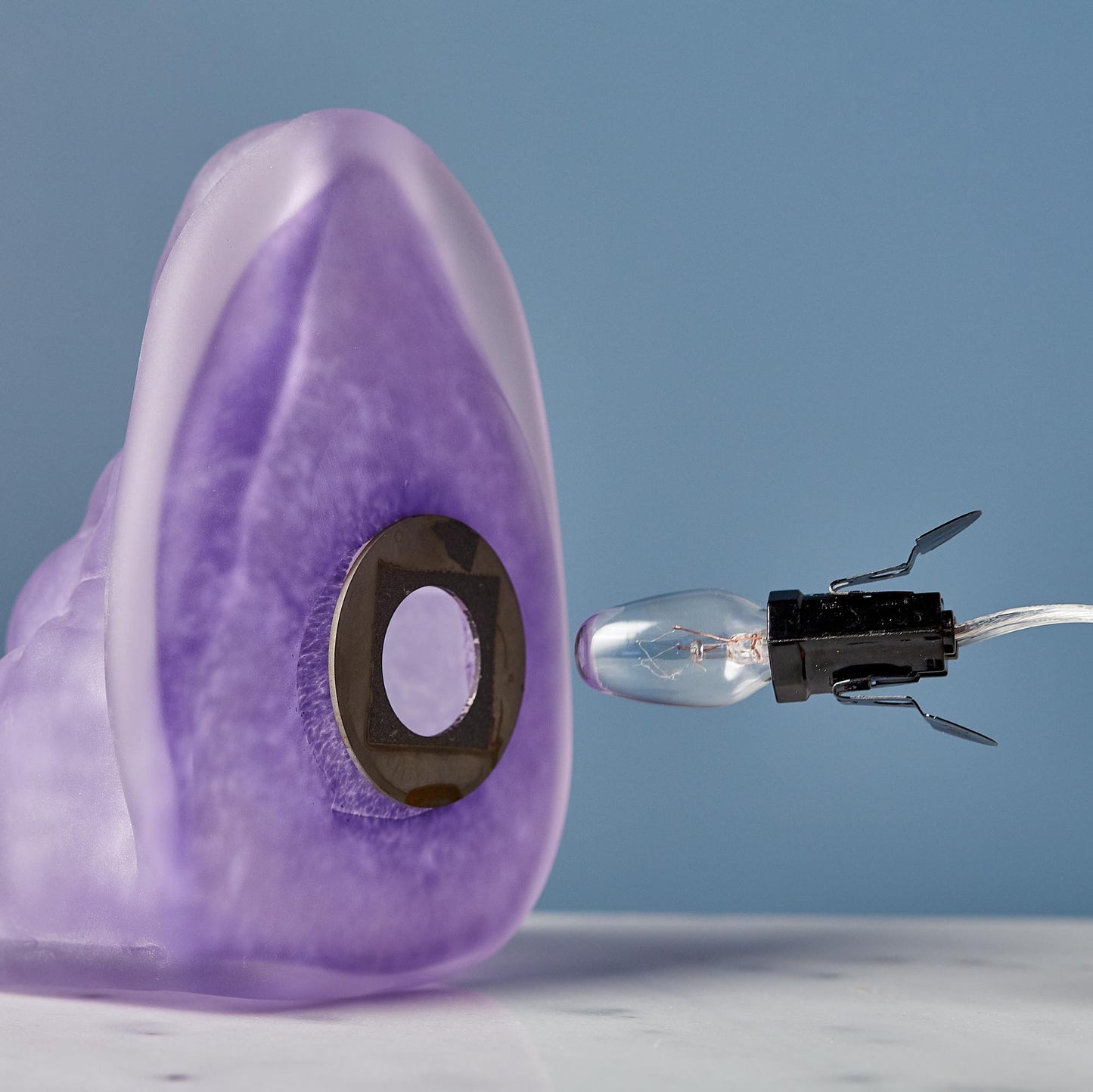 Purple Hand Blown Glass Buddha Light